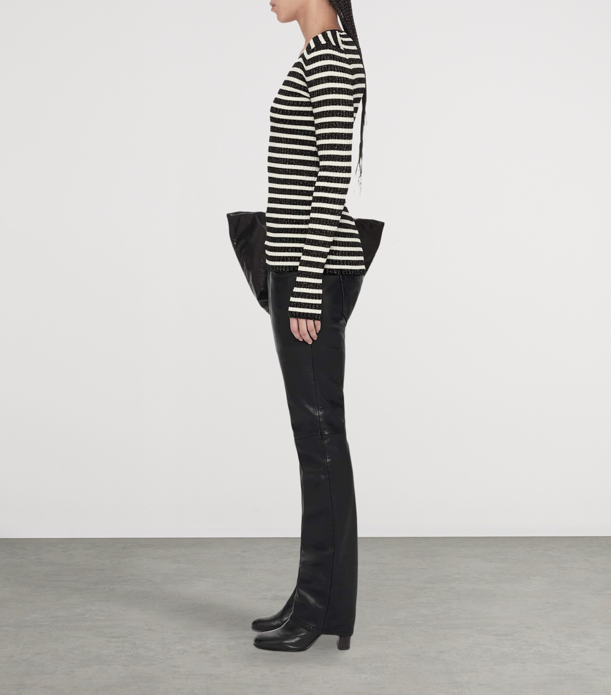 AllSaints Womens Wool-Blend Stripe Kay Sweater Black/chalk White Image 6