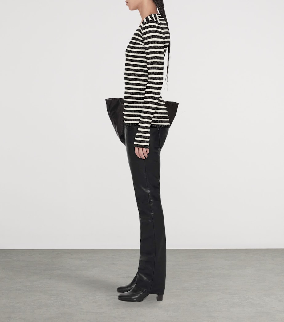 AllSaints Womens Wool-Blend Stripe Kay Sweater Black/chalk White Image 6