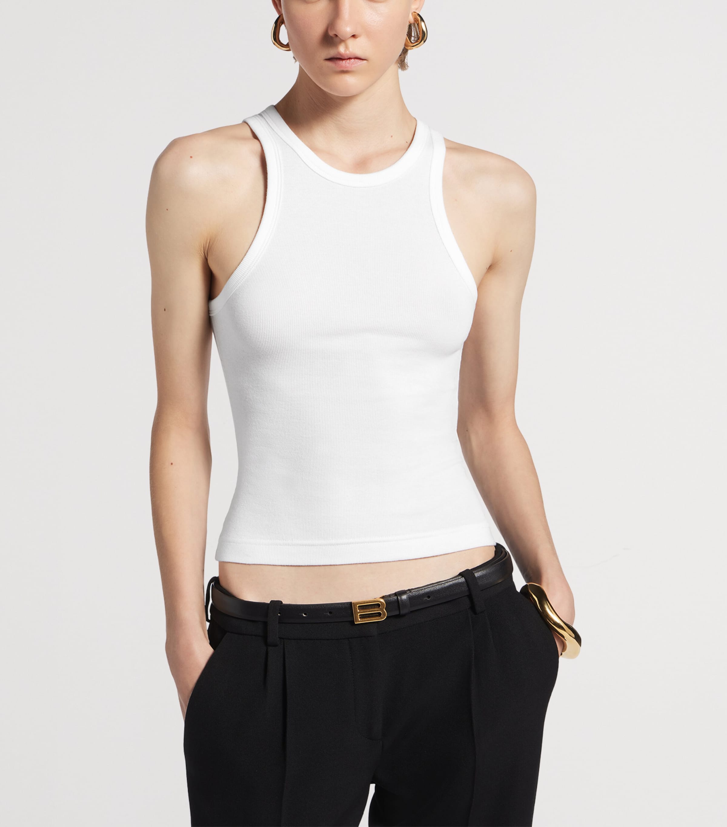 Balenciaga Womens Stretch-Cotton Logo Tank Top Image 5