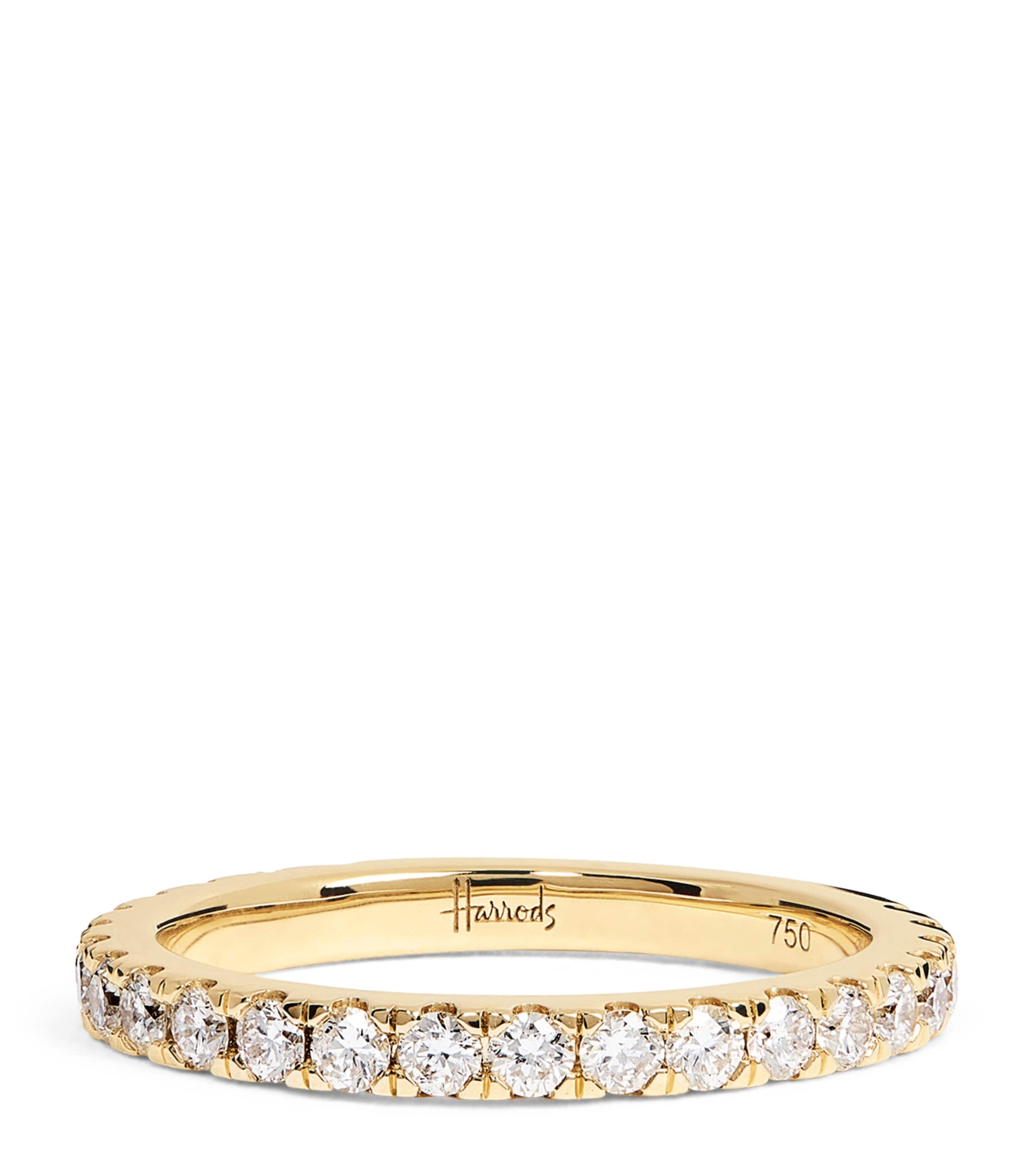 Harrods Yellow Gold And Diamond Eternity Ring In Black
