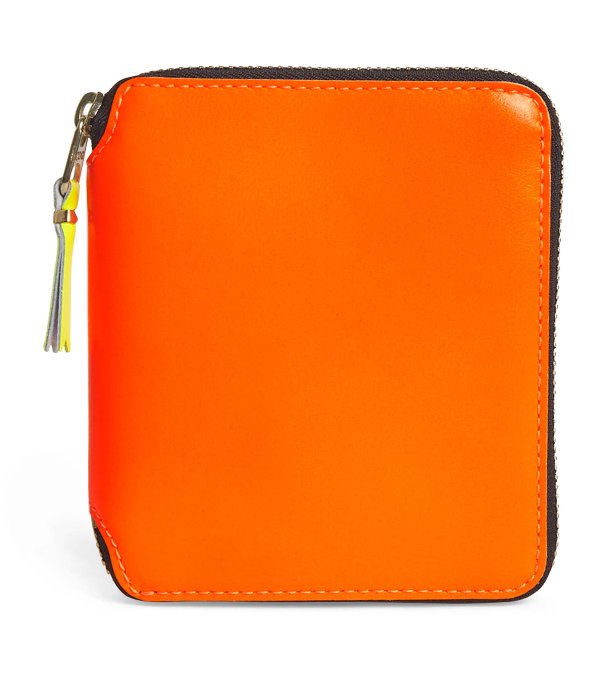 Comme Des Garçons Medium Leather Super Fluo Wallet In Orange