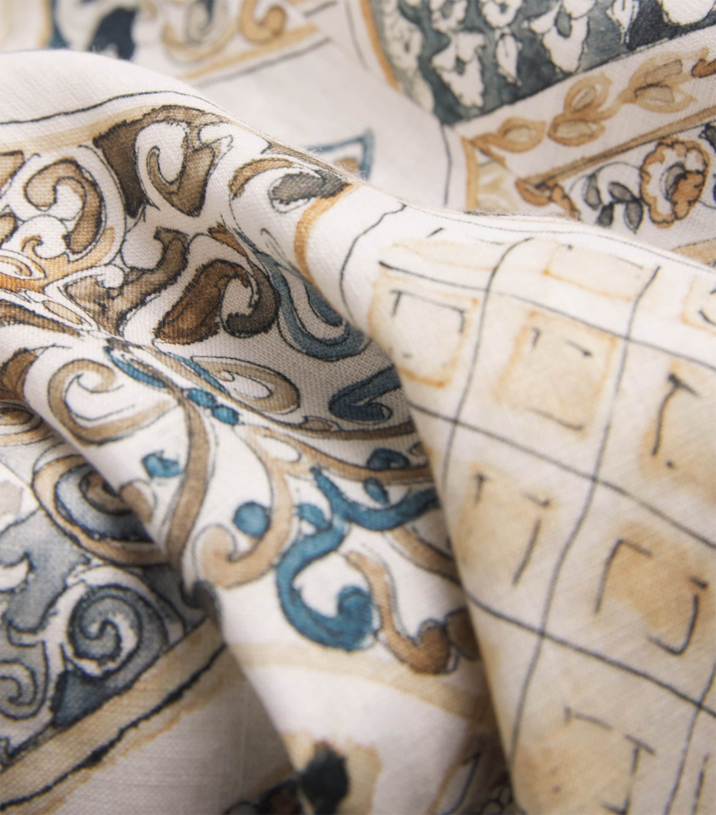 Linen Printed Palazzo Trousers SABBIA Image 5