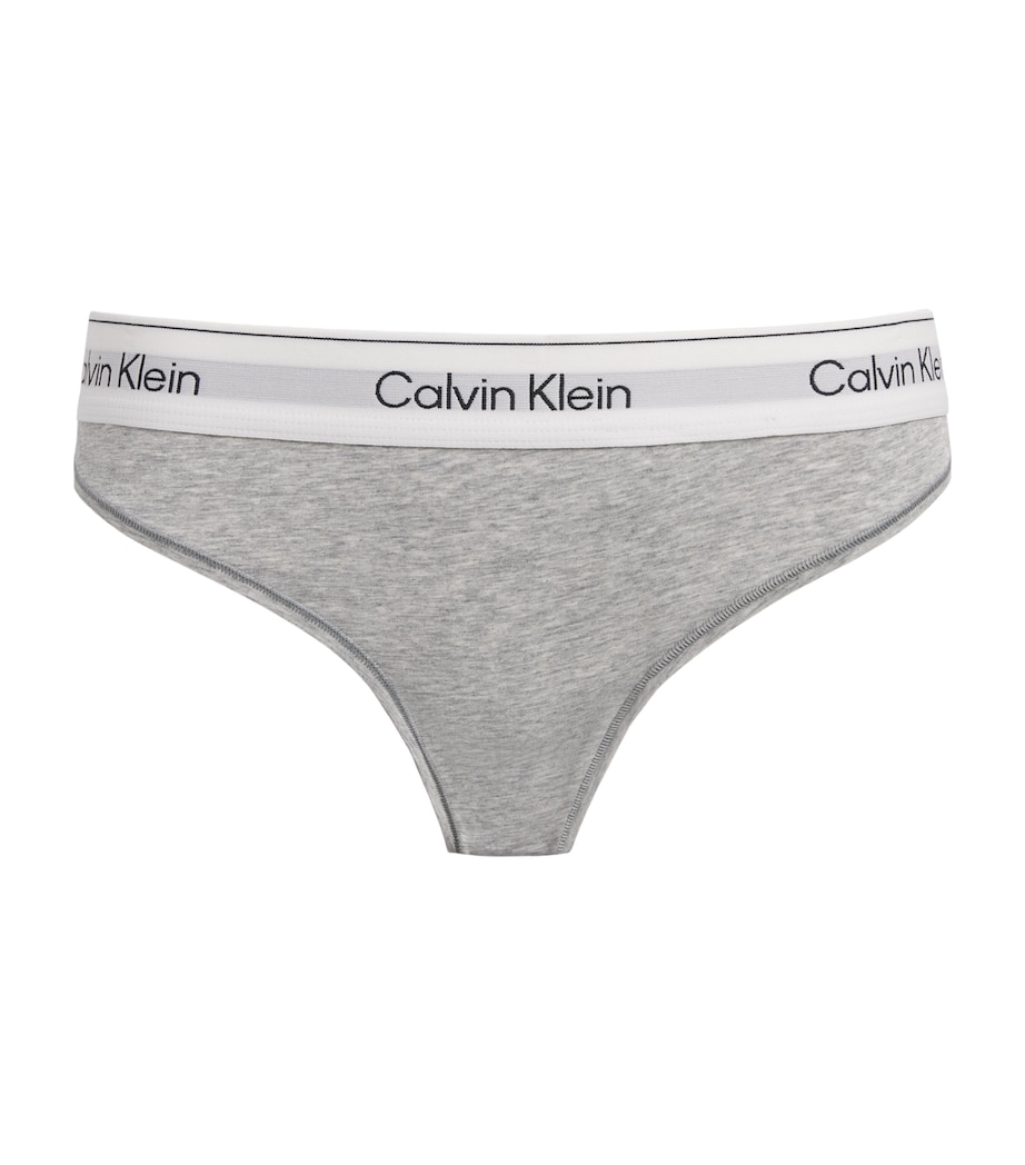 Calvin Klein Womens Cotton-Blend Icon Thong Grey Heather Image 1