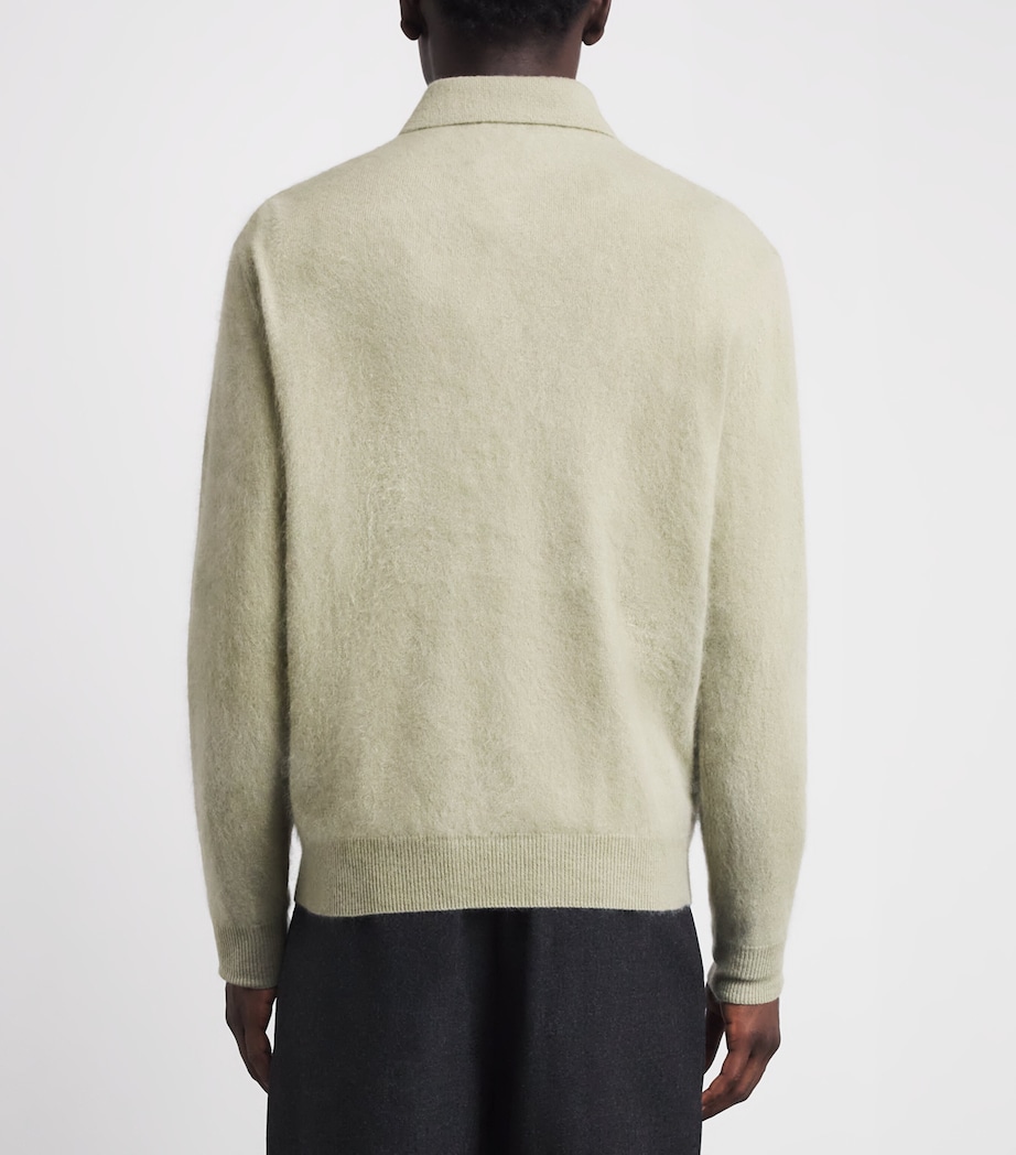 Le 17 Septembre Mens Wool-Cashmere Brushed Polo Sweater Sage Green Image 5