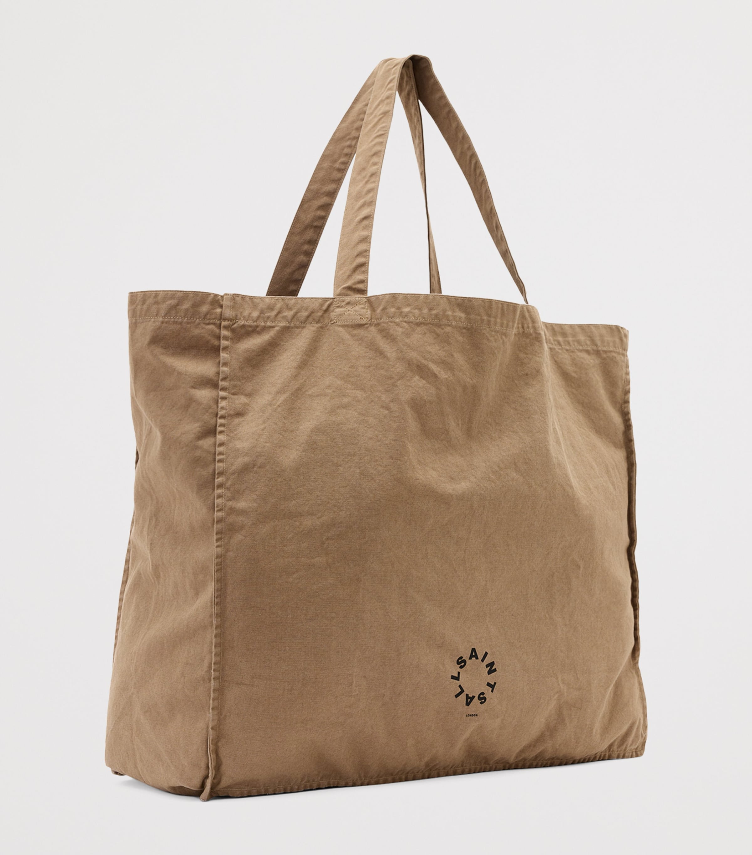 AllSaints Large Cotton Haven Tote Bag Pine Bark Brown Image 2