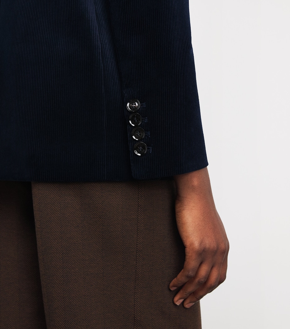 ME+EM Womens Corduroy Sharp Shoulder Blazer Navy Blue Image 3