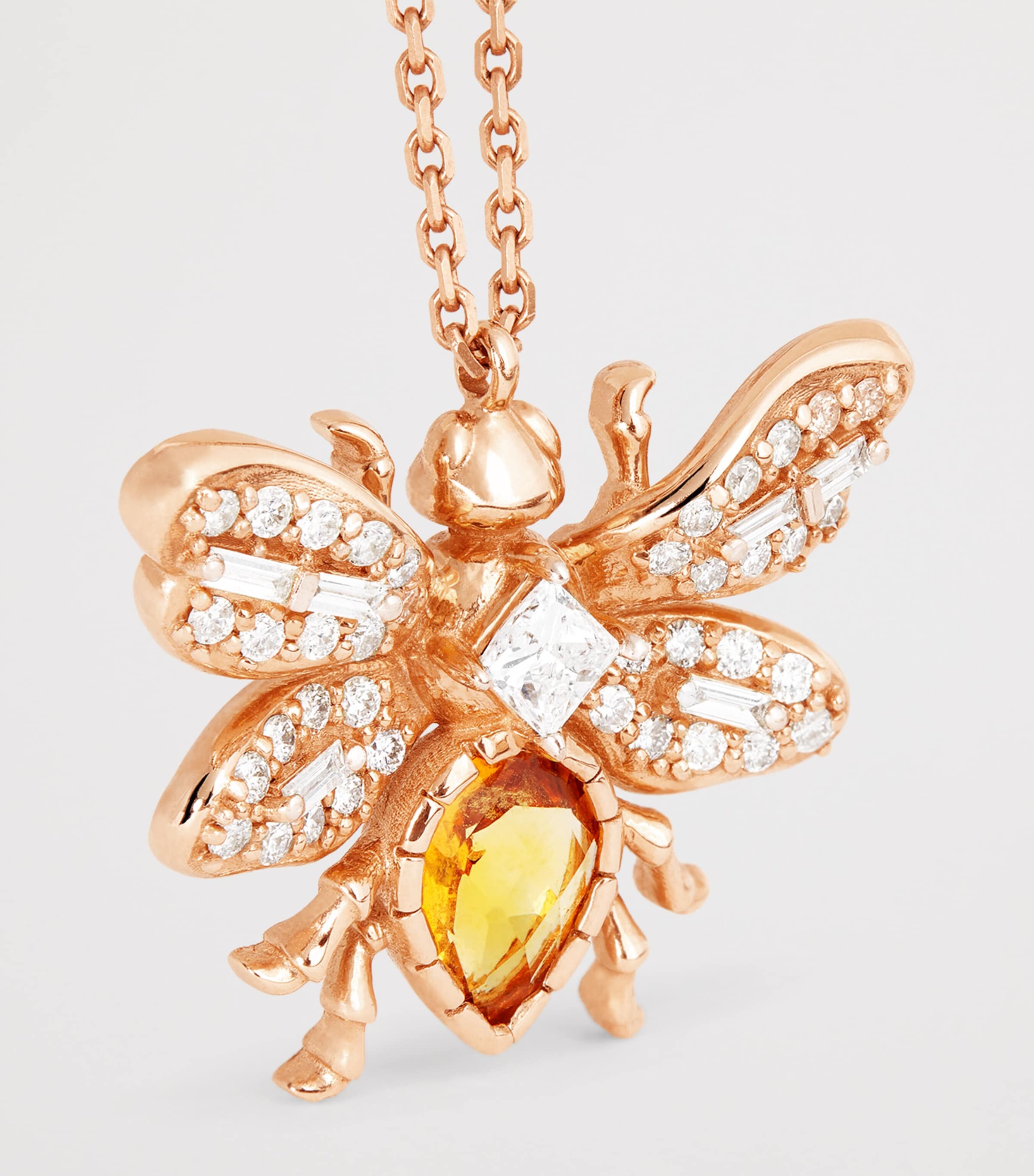 Rose Gold, Diamond and Citrine Queen Bee Bon Bon Necklace ROSE GOLD Image 5