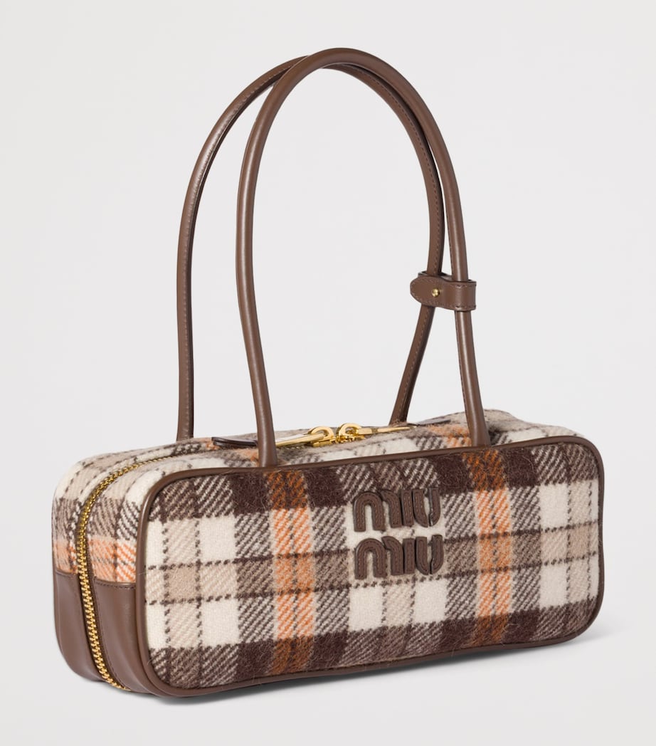 Plaid Leather-Trim Beau Top-Handle Bag F0Z0F Image 2