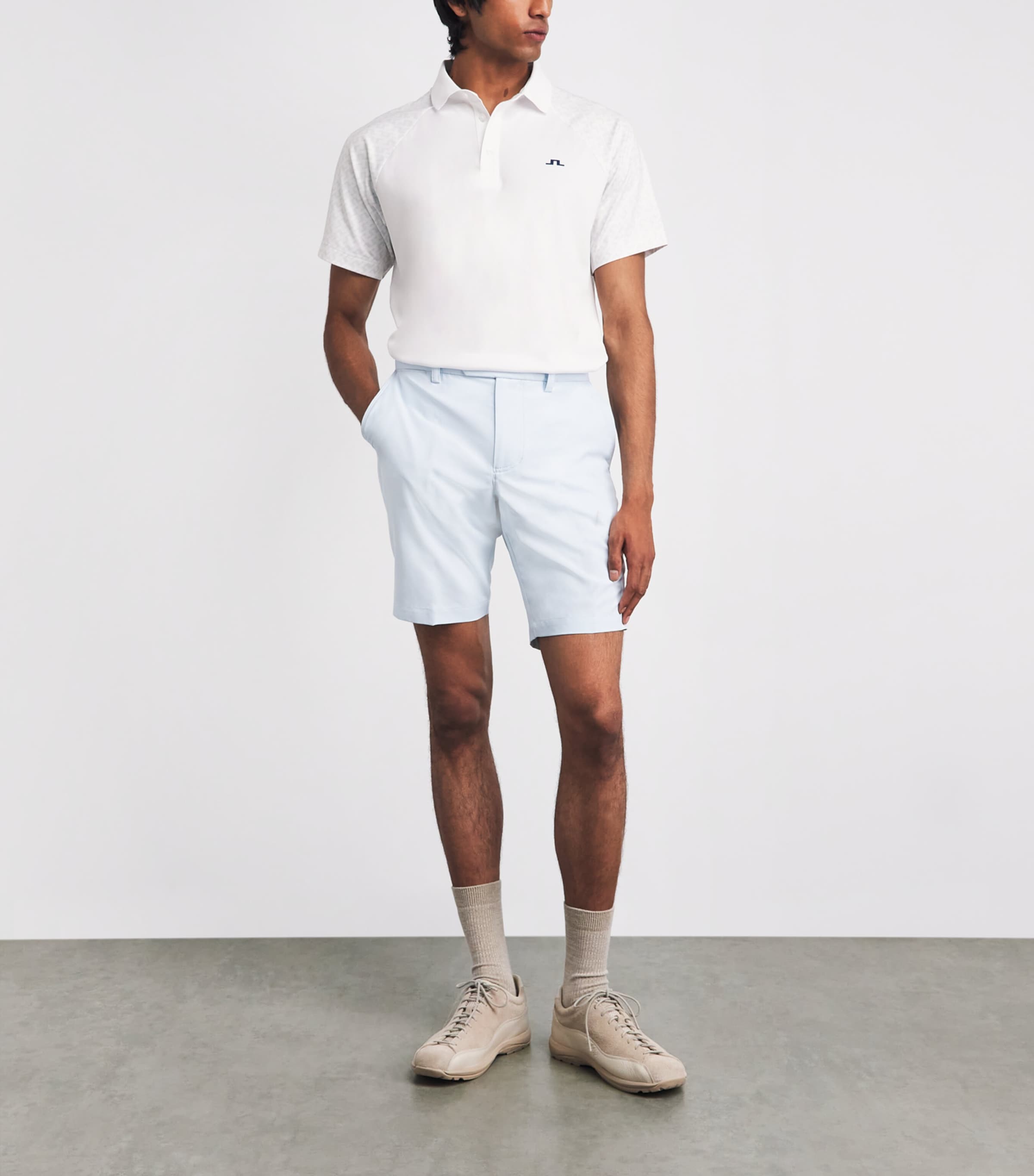 J Lindeberg Mens Technical Tucker Polo Shirt Tonal White Image 2