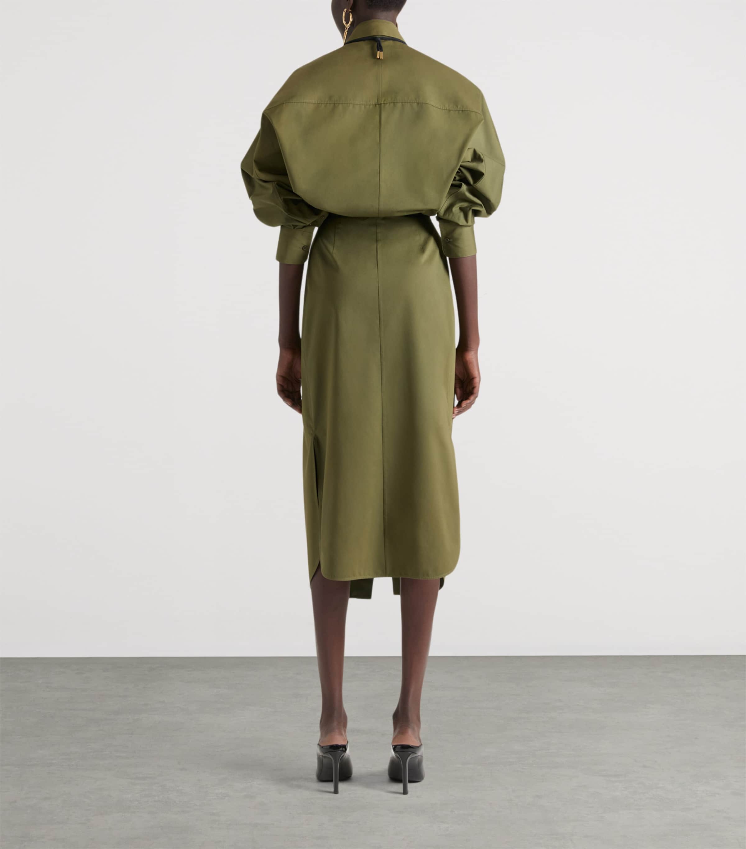 Poplin Cocoon Shirt Dress KHAKI Image 3