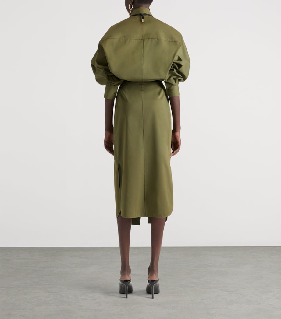 Poplin Cocoon Shirt Dress KHAKI Image 3
