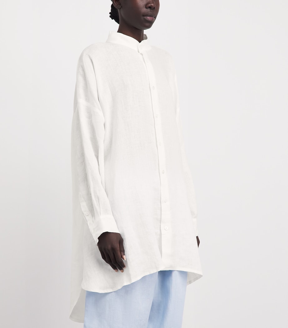 Eskandar Womens Linen Stand-Collar A-Line Shirt White Image 4