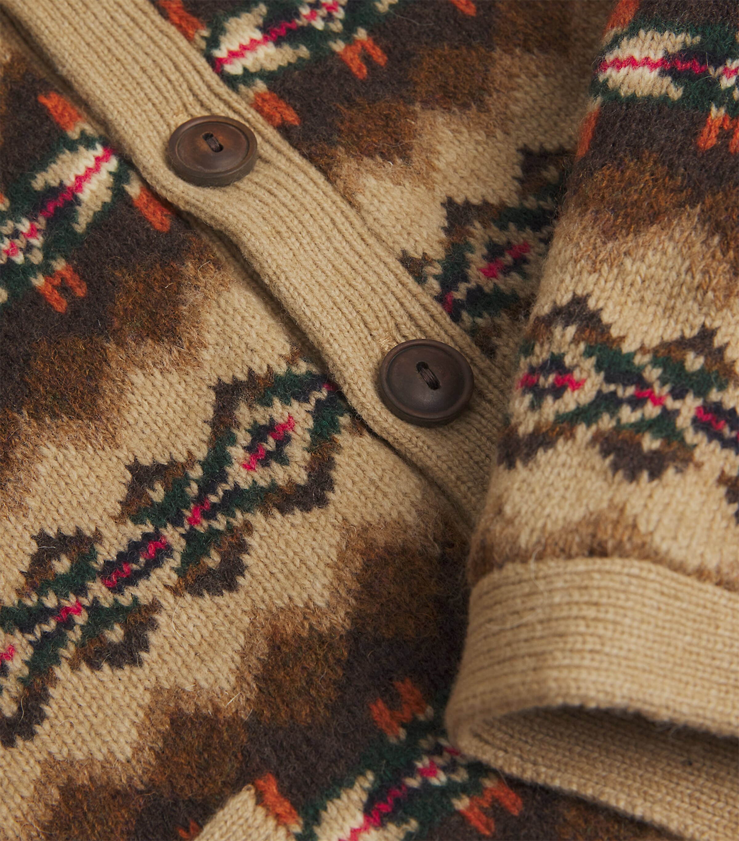 Polo Ralph Lauren Mens Wool Fair Isle Button-Up Vest Beige/khaki Image 5