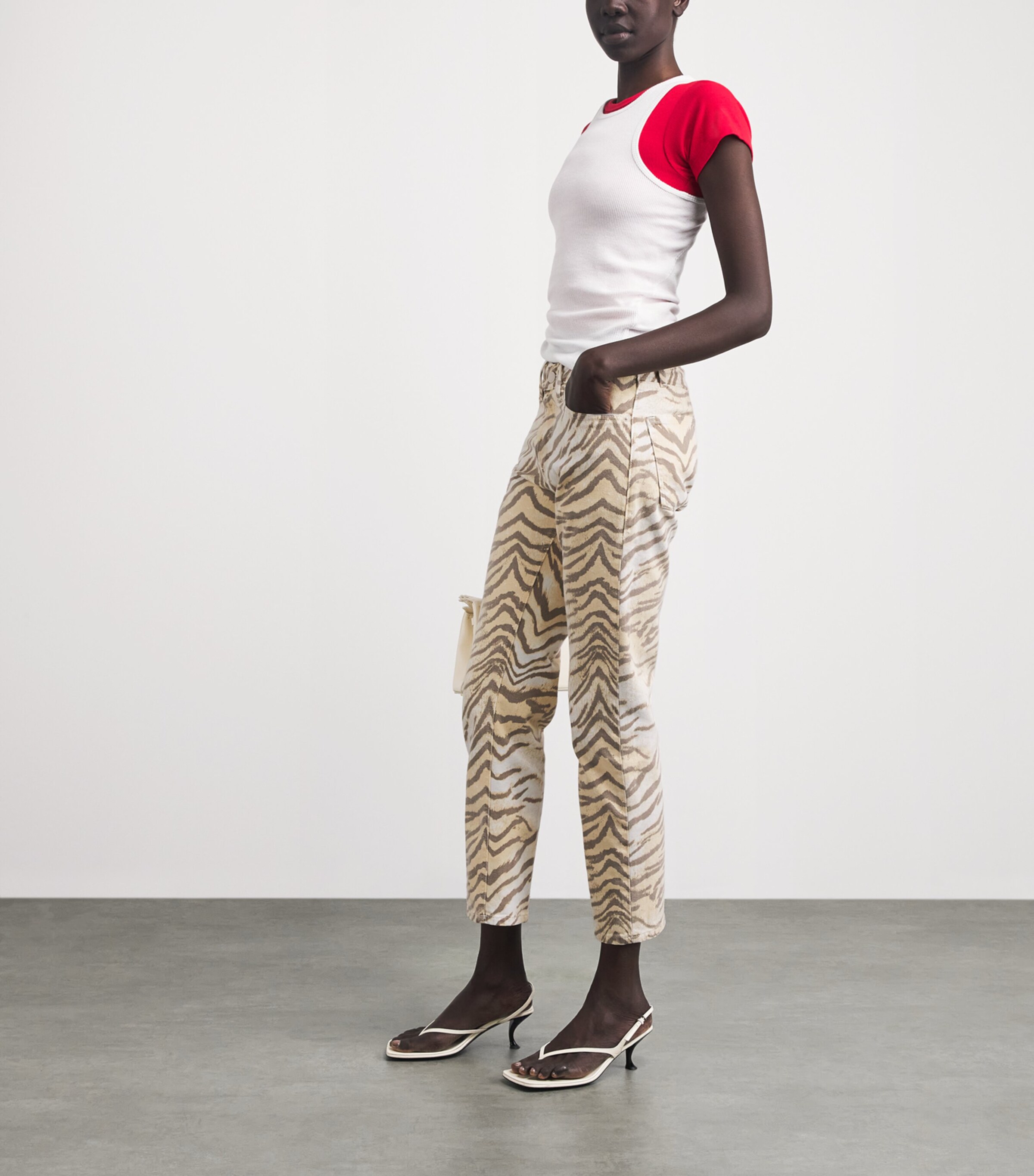Good American Womens Tiger Print Vintage Straight Jeans Btg Brown Tiger Image 2