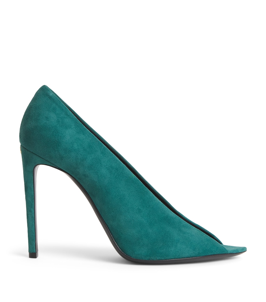 Valentino Garavani Suede Open-Toe Révélé Pumps 105 Teal Image 1