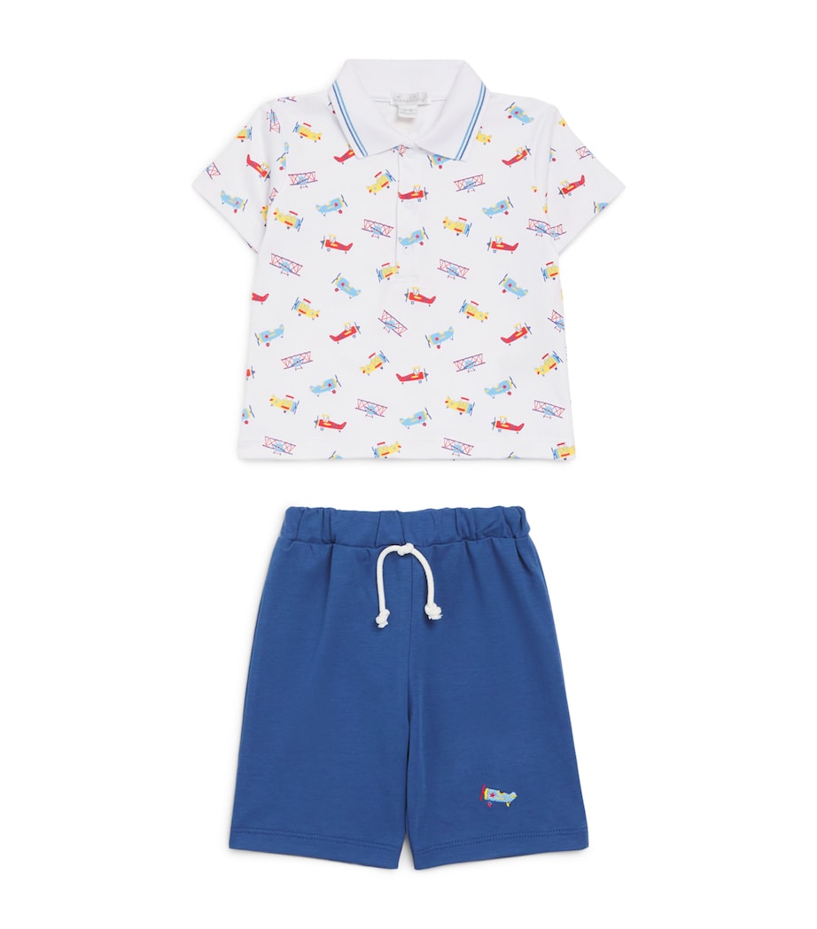 Kissy Kissy Pima Cotton Let’s Fly Away Polo Shirt and Shorts Set (3-24 Months) Image 1