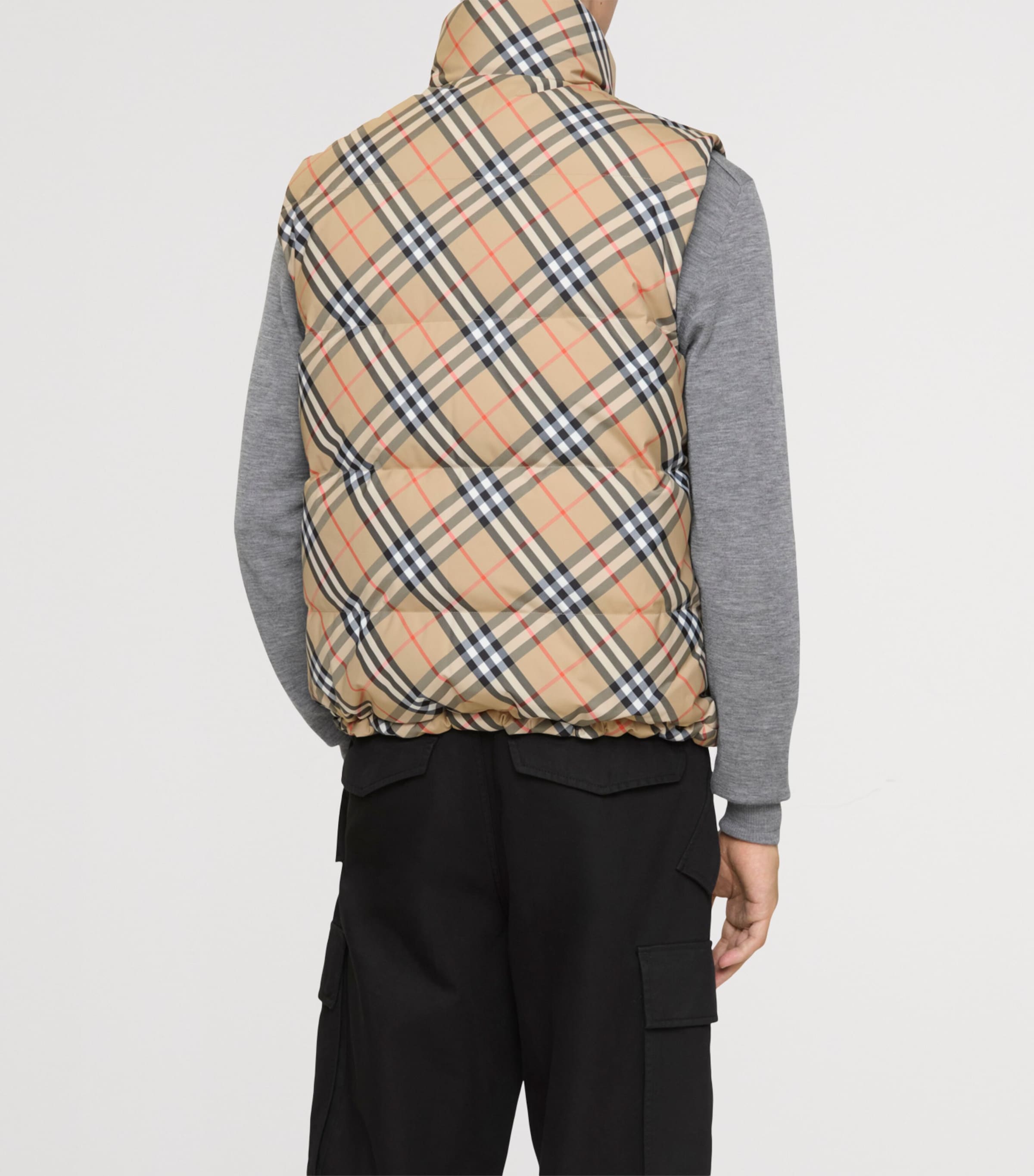Down Reversible Check Puffer Gilet SAND IP CHECK Image 3