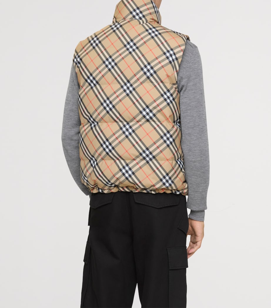 Down Reversible Check Puffer Gilet SAND IP CHECK Image 3