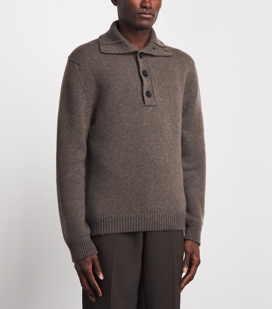 Johnstons Of Elgin Mens Cashmere Button-Neck Sweater Vole Image 4