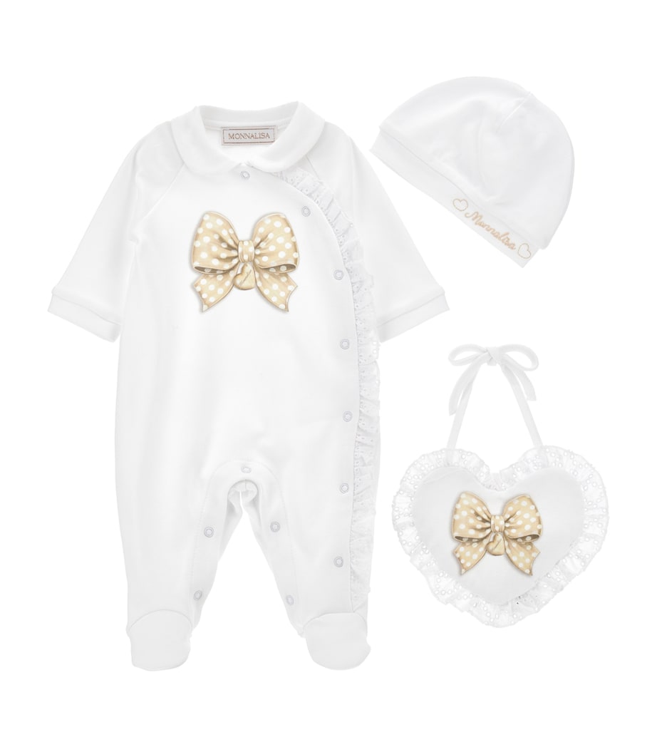 Cotton All-In-One, Hat and Bib Set (1-9 Months) BIANCO Image 1