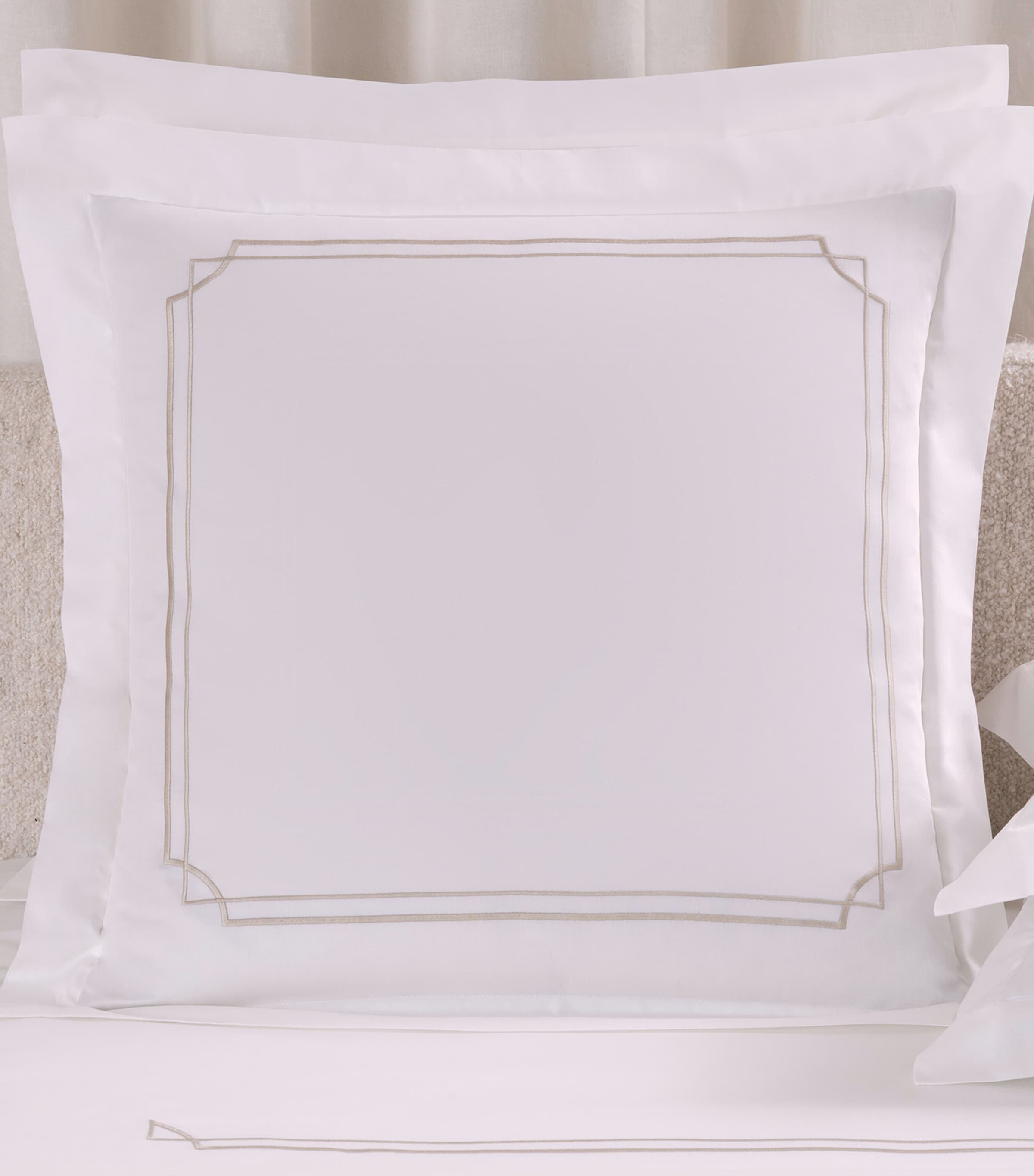 Frette Layering Embroidery Euro Pillow Sham (65cm x 65cm) Milk/savage B Image 1