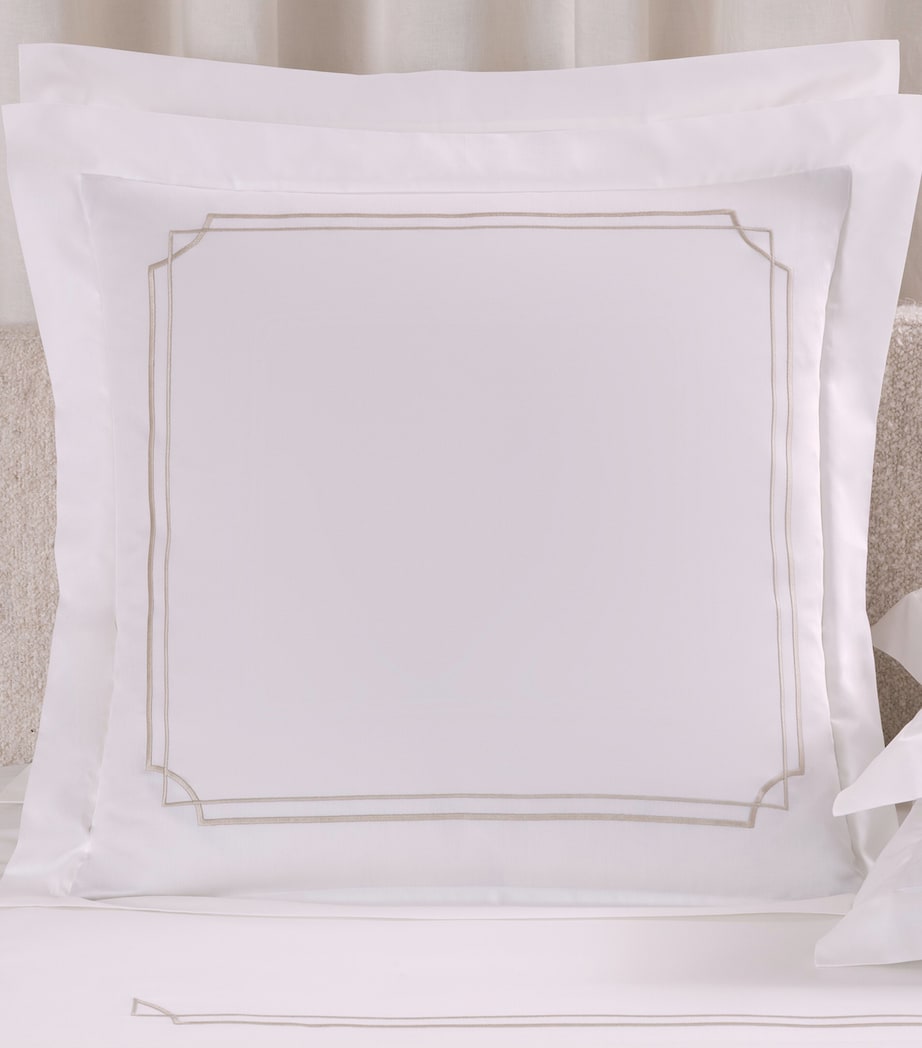 Frette Layering Embroidery Euro Pillow Sham (65cm x 65cm) Milk/savage B Image 1