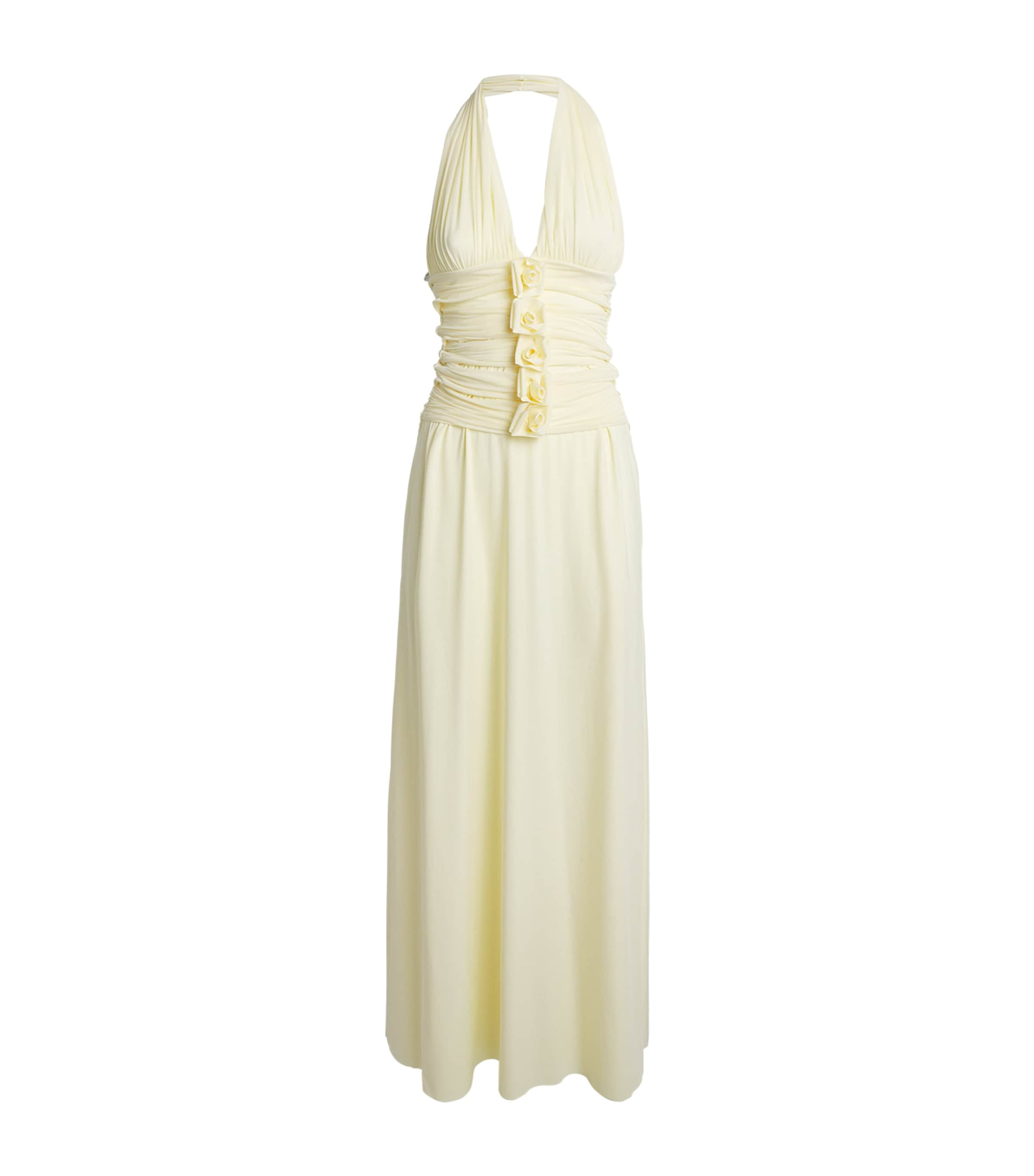 Maygel Coronel Womens Villadiego Plunge Maxi Dress Vanilla Image 1