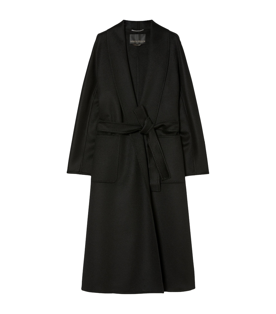 Cashmere Longline Wrap Coat BLACK Image 1