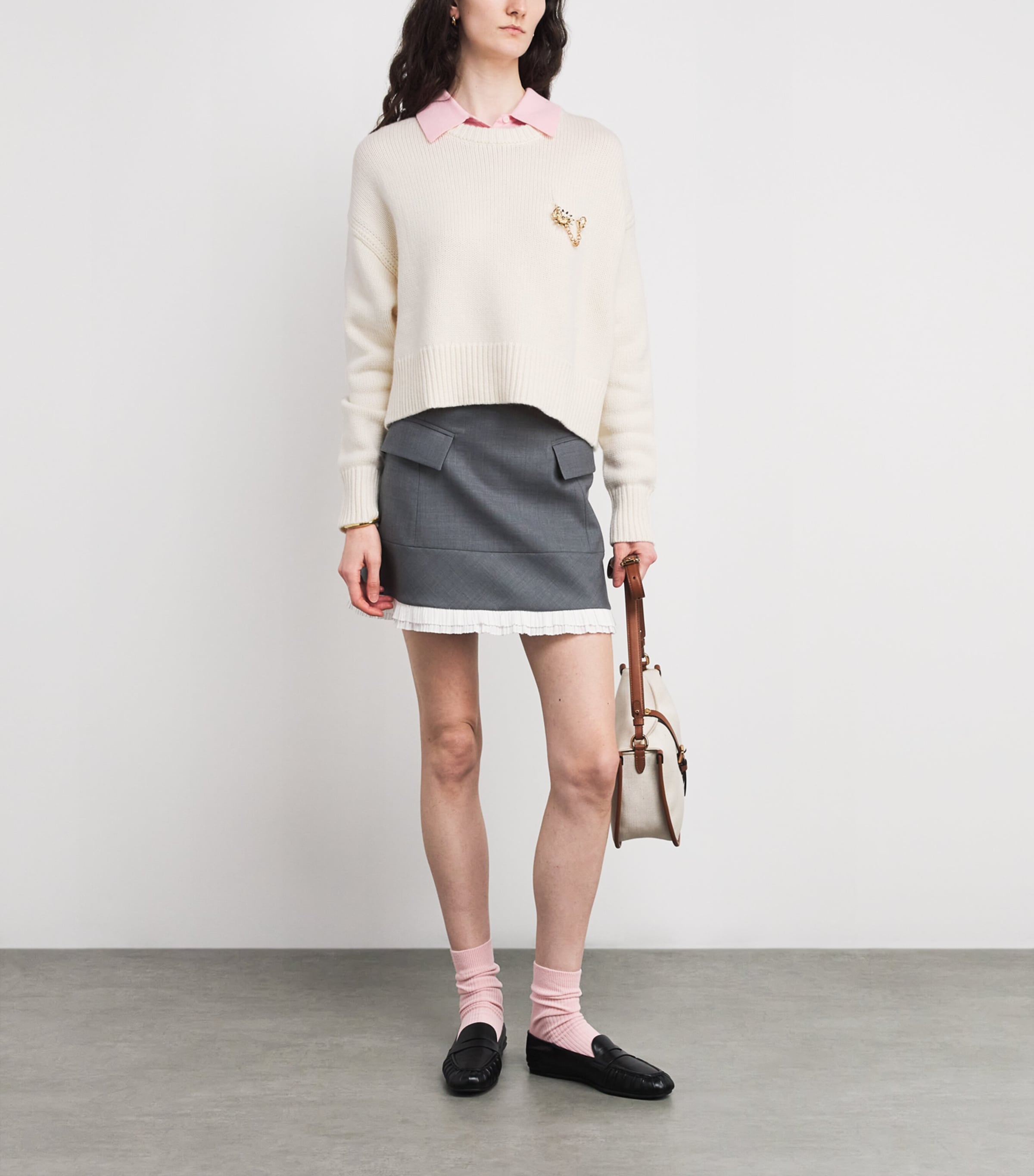 Wool-Cashmere Brooch Sweater ECRU Image 2