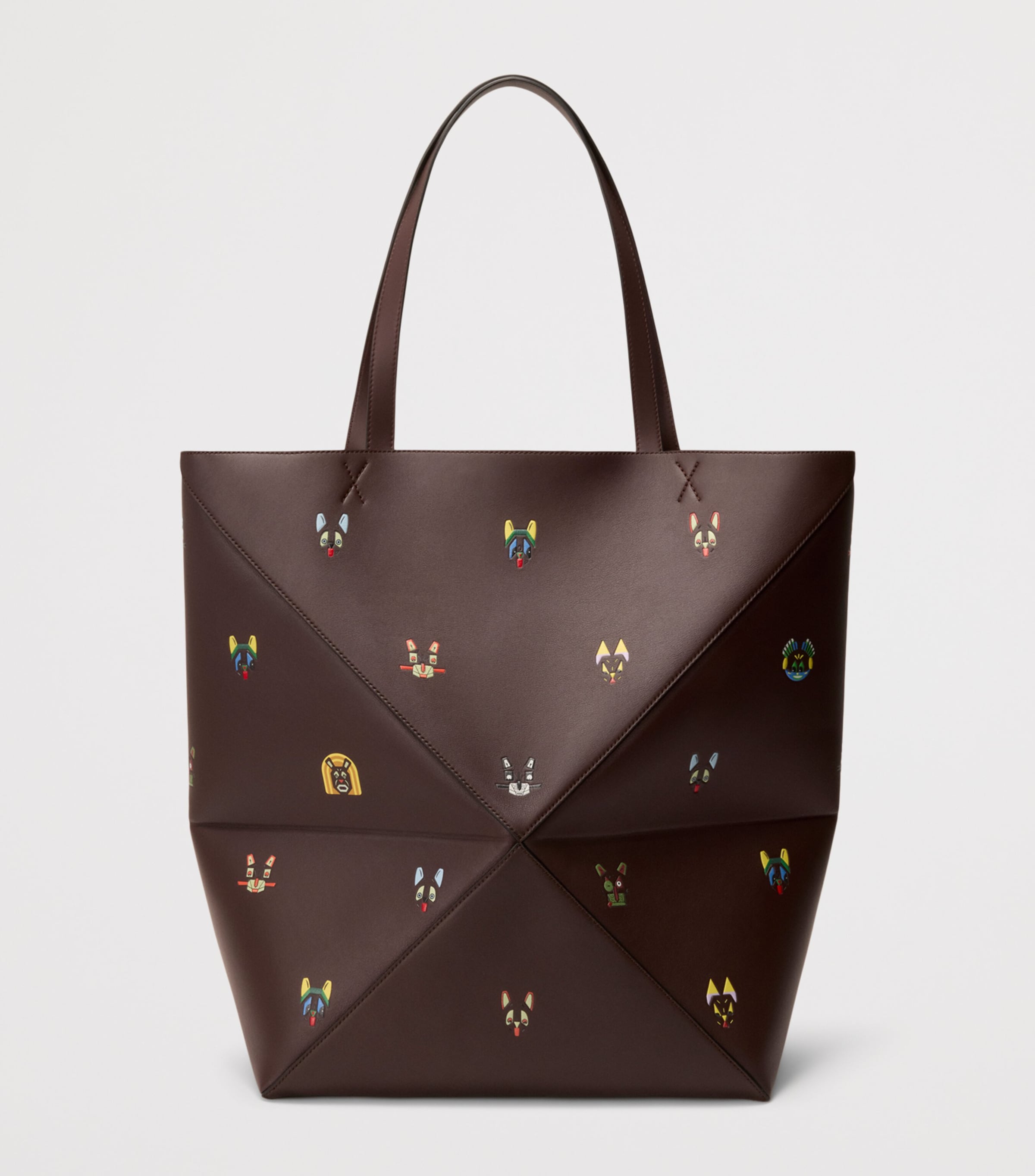x Louis Wain XL Calfskin Puzzle Fold Tote Bag BROWN Image 4