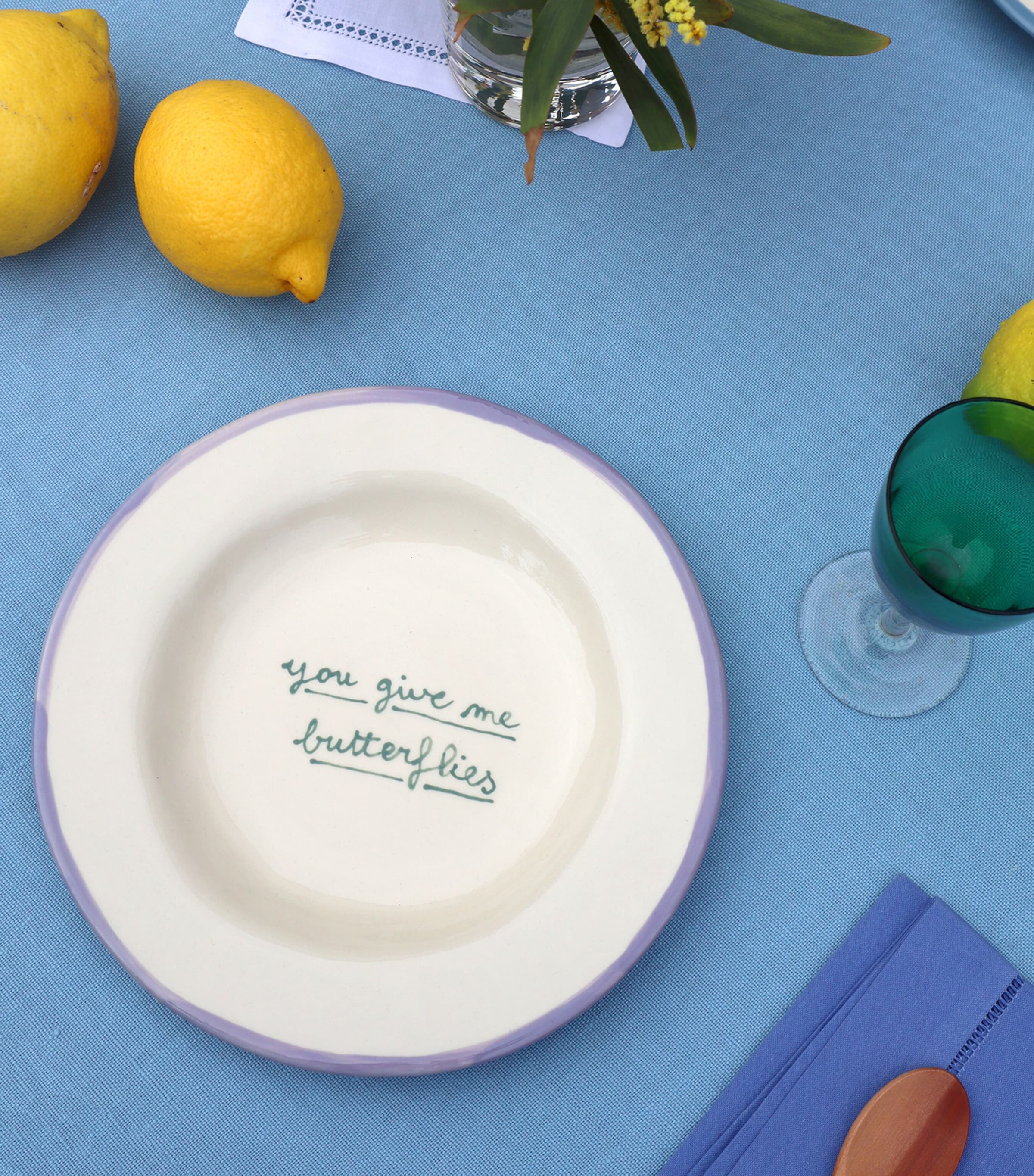 You Give Me Butterflies Dessert Plate (22cm) LILAC AND GREEN Image 3