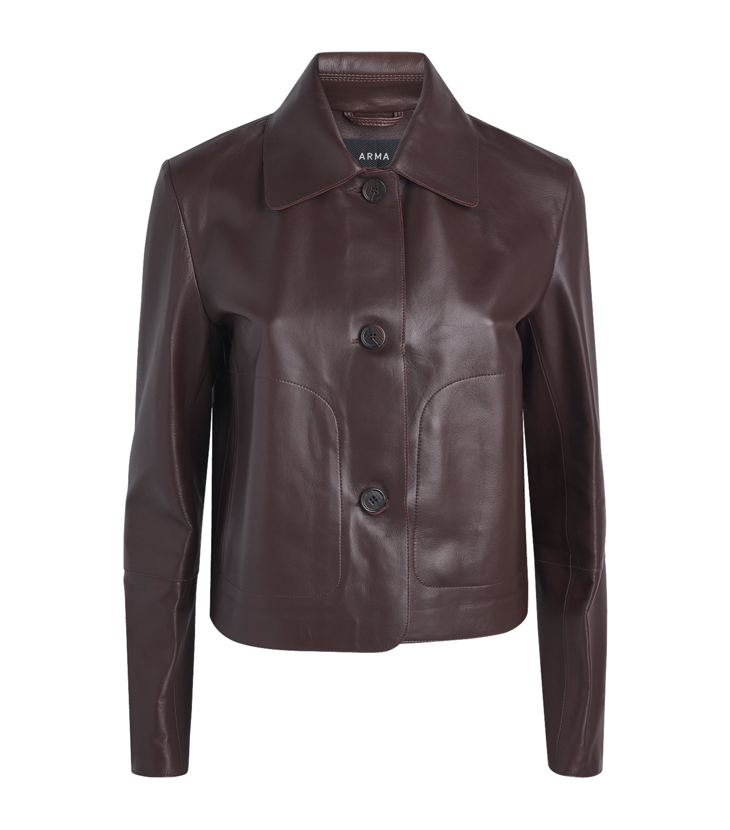 Arma Womens Kaylee Leather Jacket Marrone Image 1