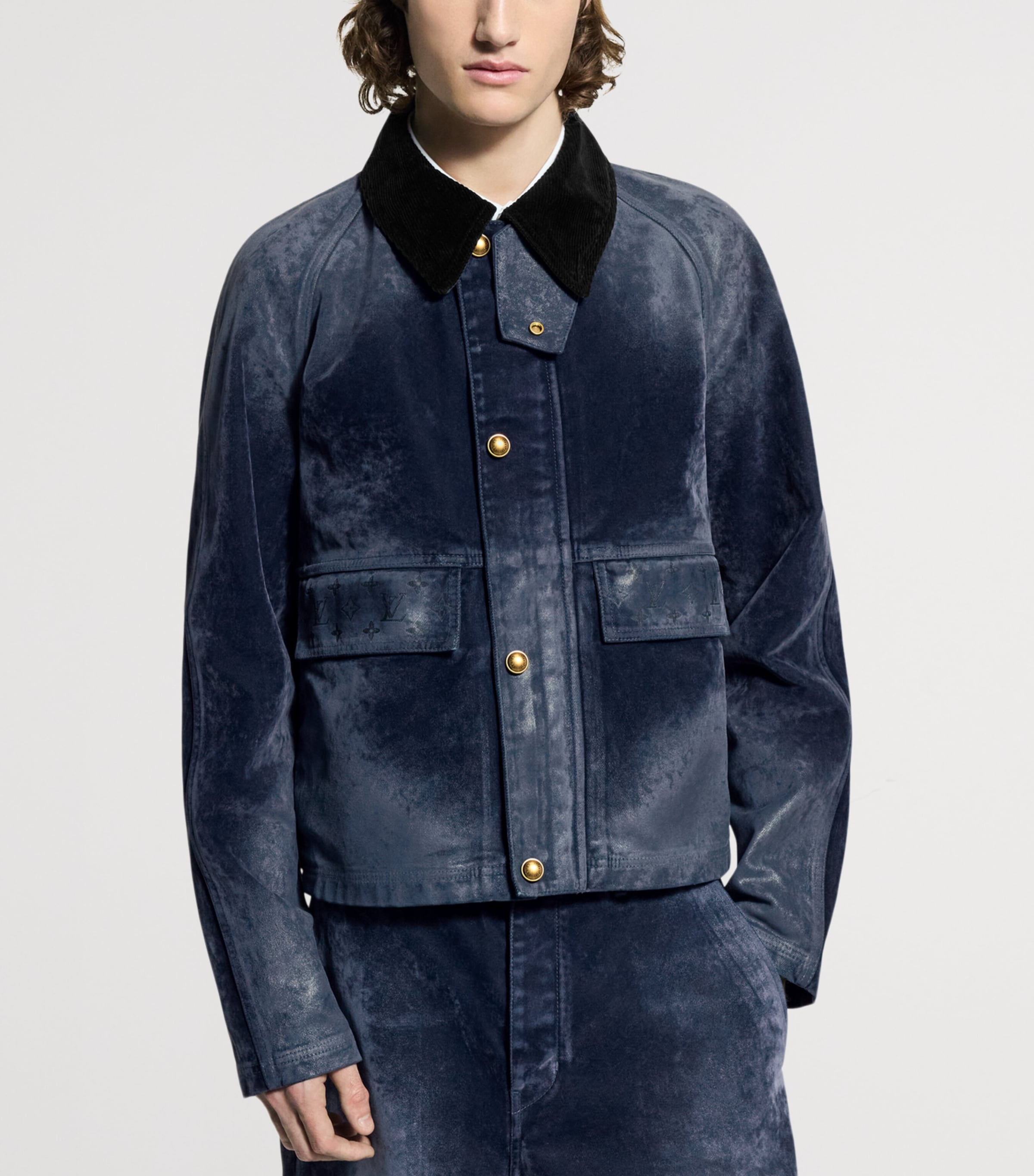 Velvet-Flocked Denim Jacket NIGHT SKY Image 2