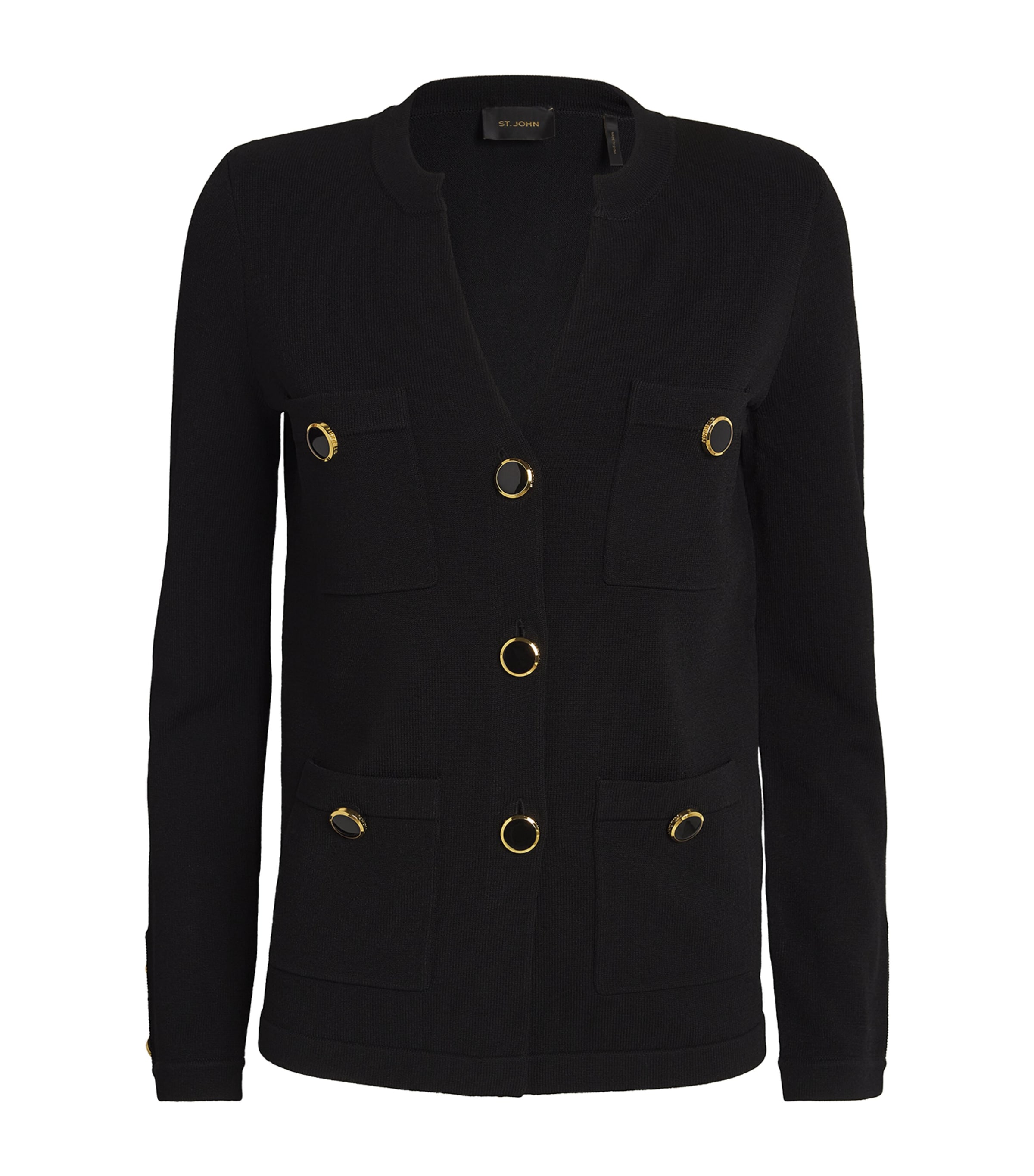 St John Button-trim Blazer Cardigan In Black