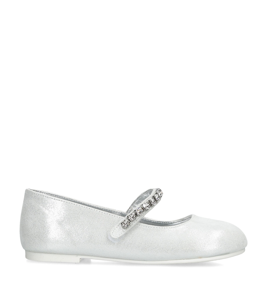 BabyWalker Leather Crystal-Strap Ballet Flats Silver Image 1