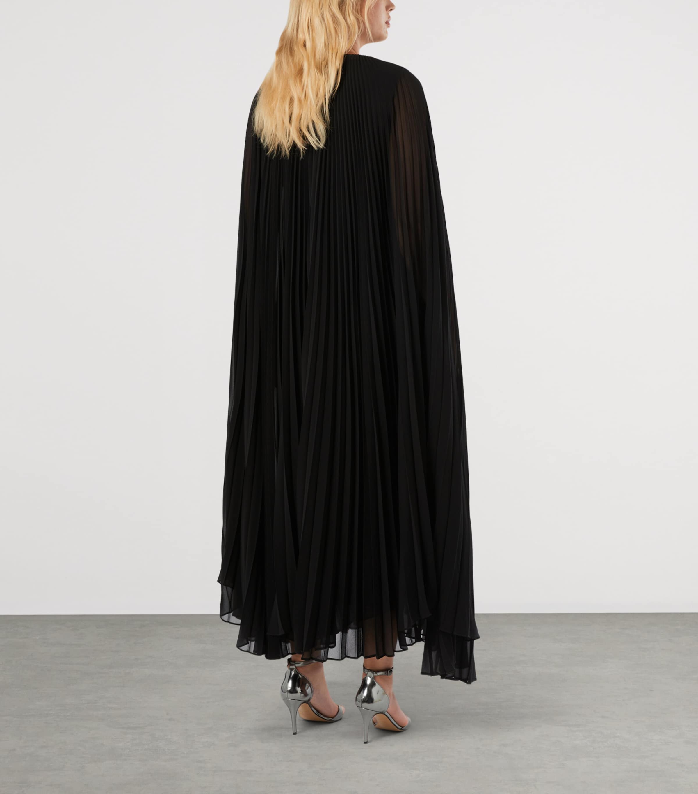 Marina Rinaldi Womens Georgette Plissé Cape Black Image 3