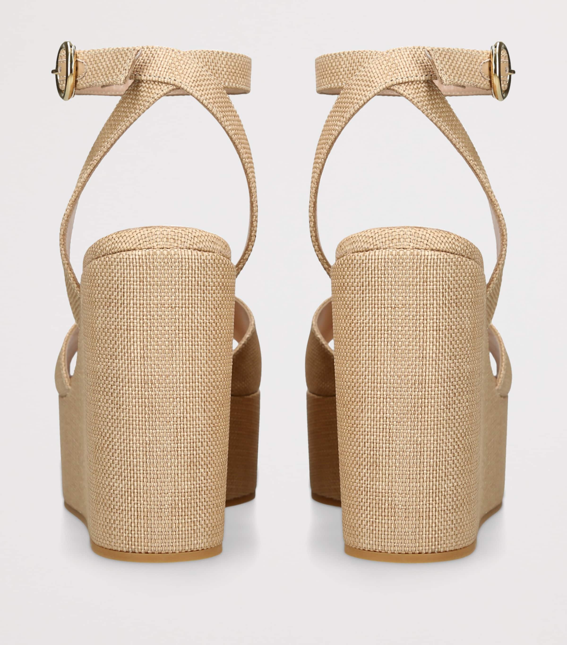 Gianvito Rossi Raffia Virginie Wedge Sandals 60 Cream Image 4