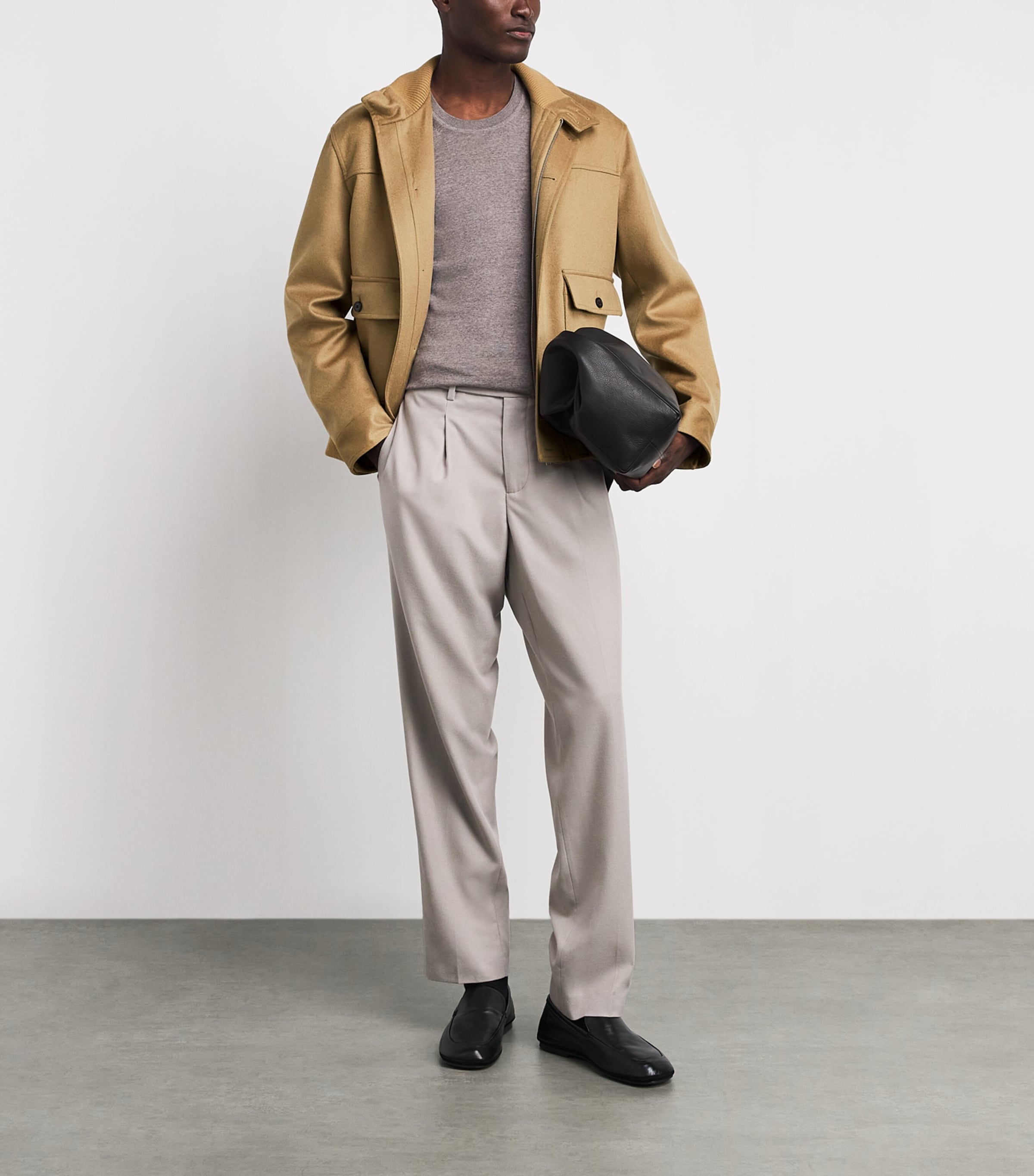 Lardini Mens Cashmere Bomber Jacket Camel Image 2