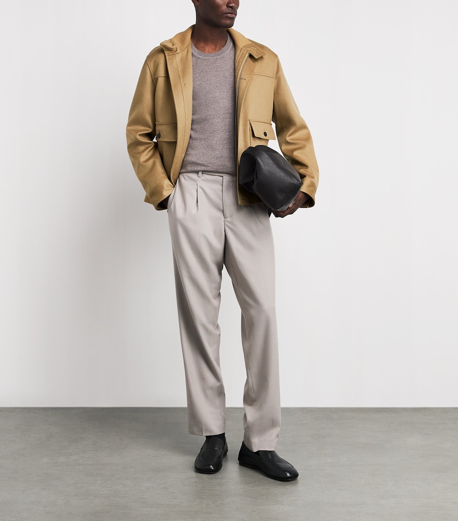 Lardini Mens Cashmere Bomber Jacket Camel Image 2