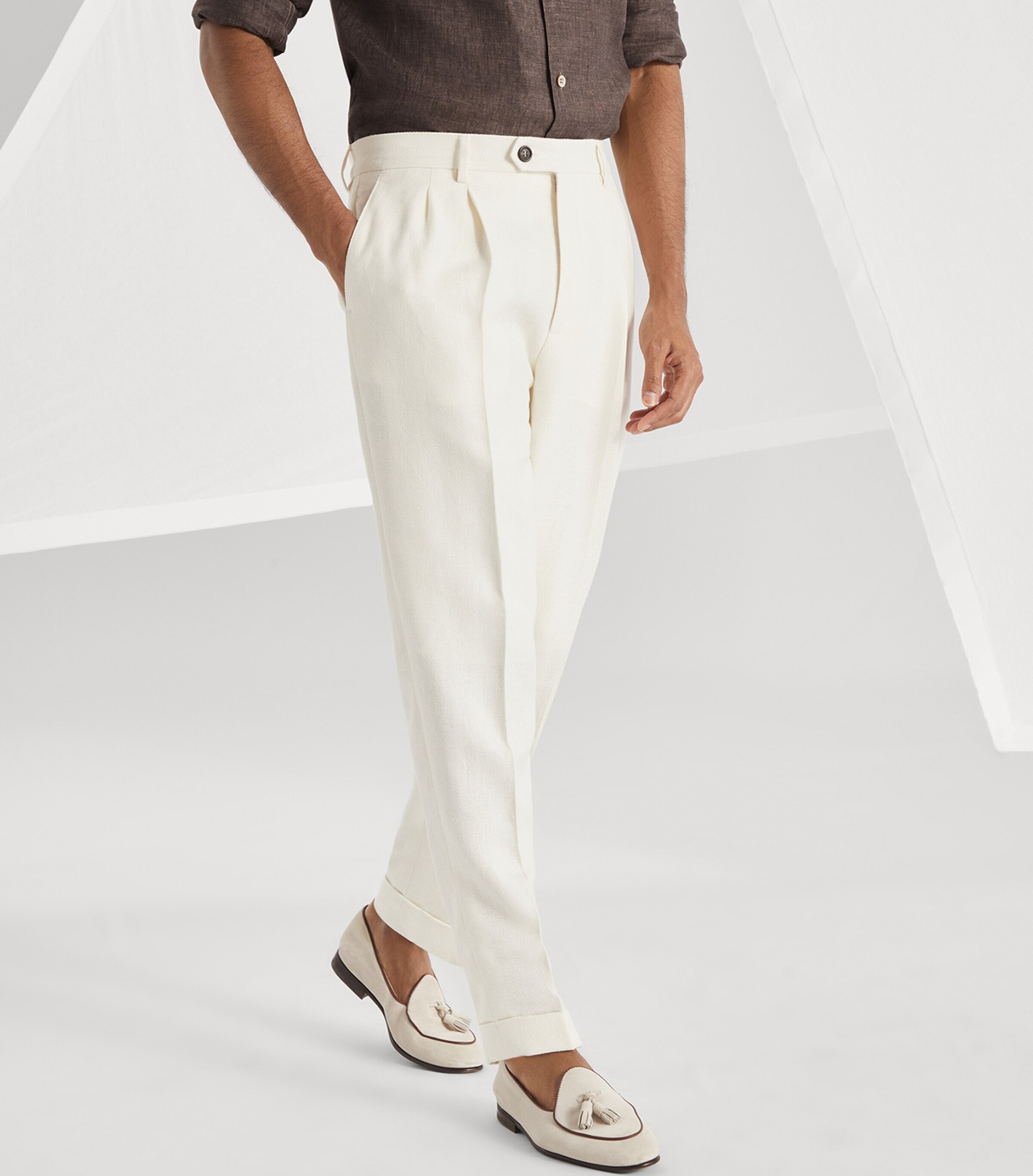 Brunello Cucinelli Linen-Silk-Wool-Cotton Leisure Trousers