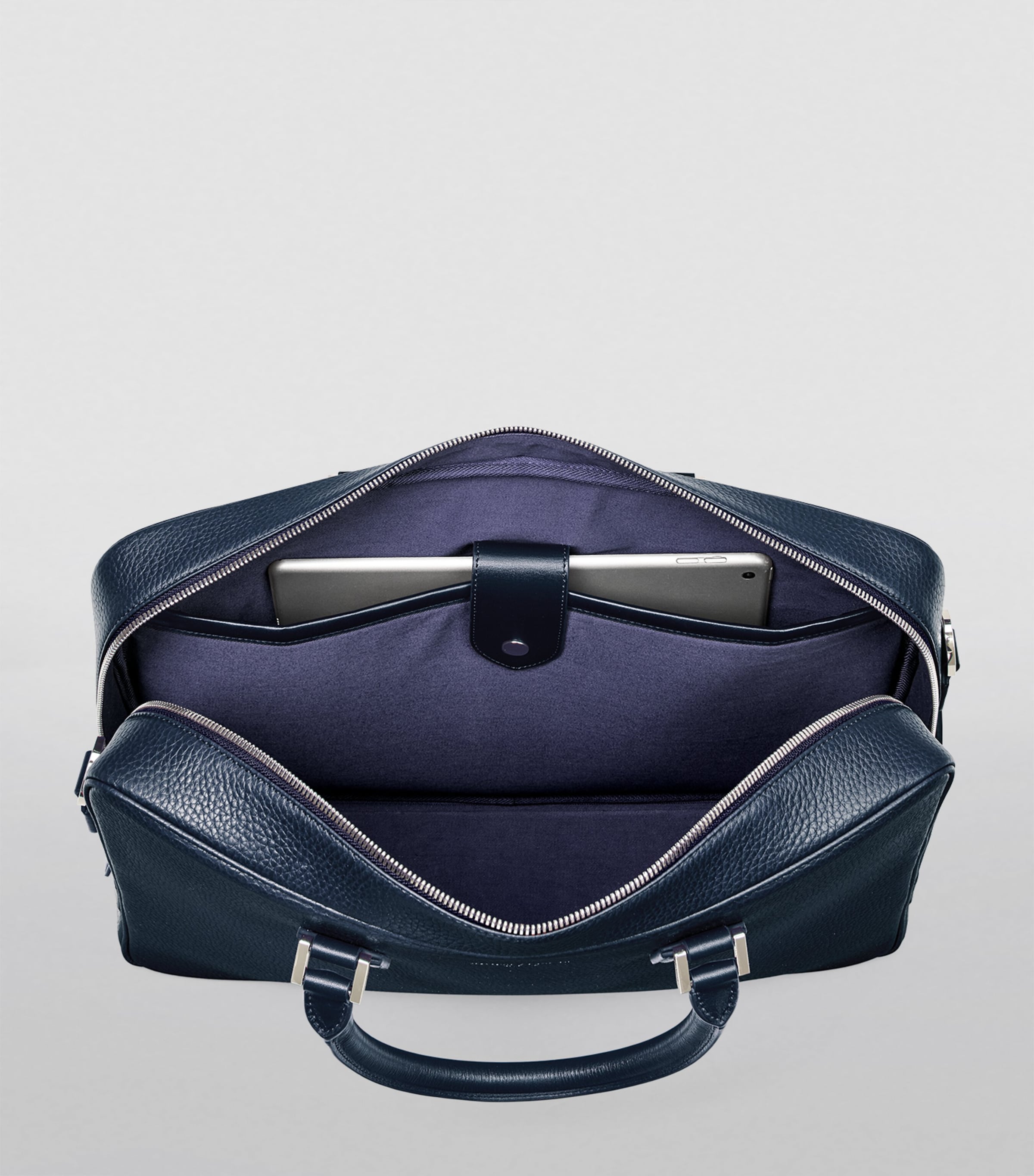 Leather Mount Street Briefcase Bag NAVY Image 4