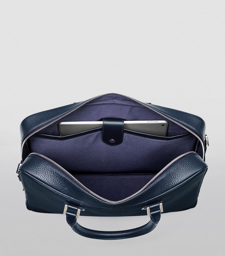 Leather Mount Street Briefcase Bag NAVY Image 4