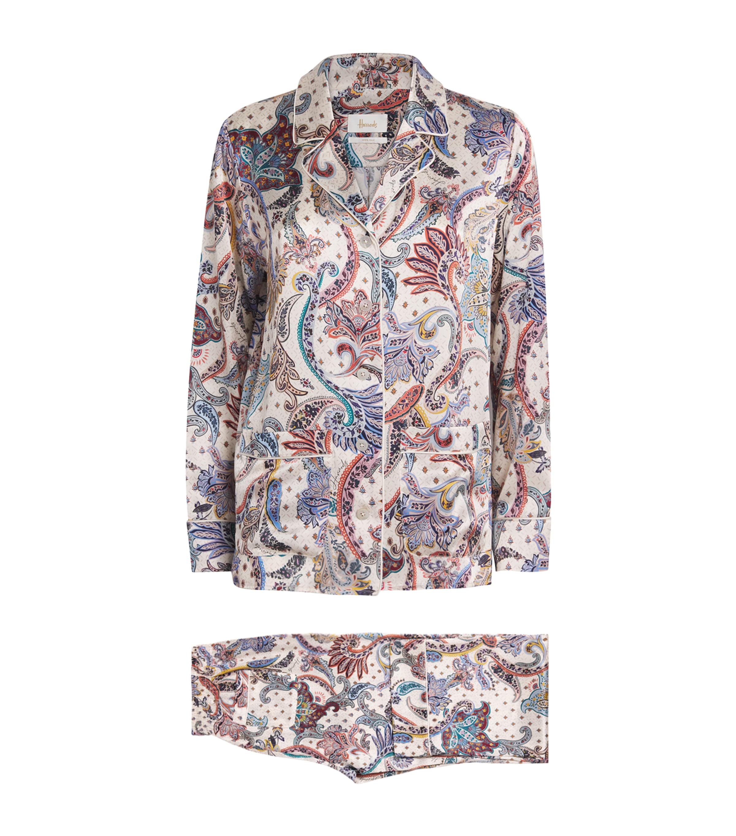 Harrods Silk Paisley Pyjama Set In Multi