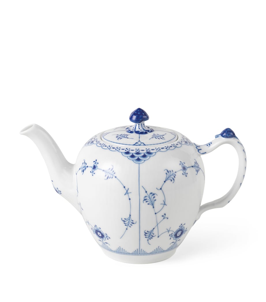 Blue Fluted Plain Half Lace Teapot (700ml) BLUE Image 3