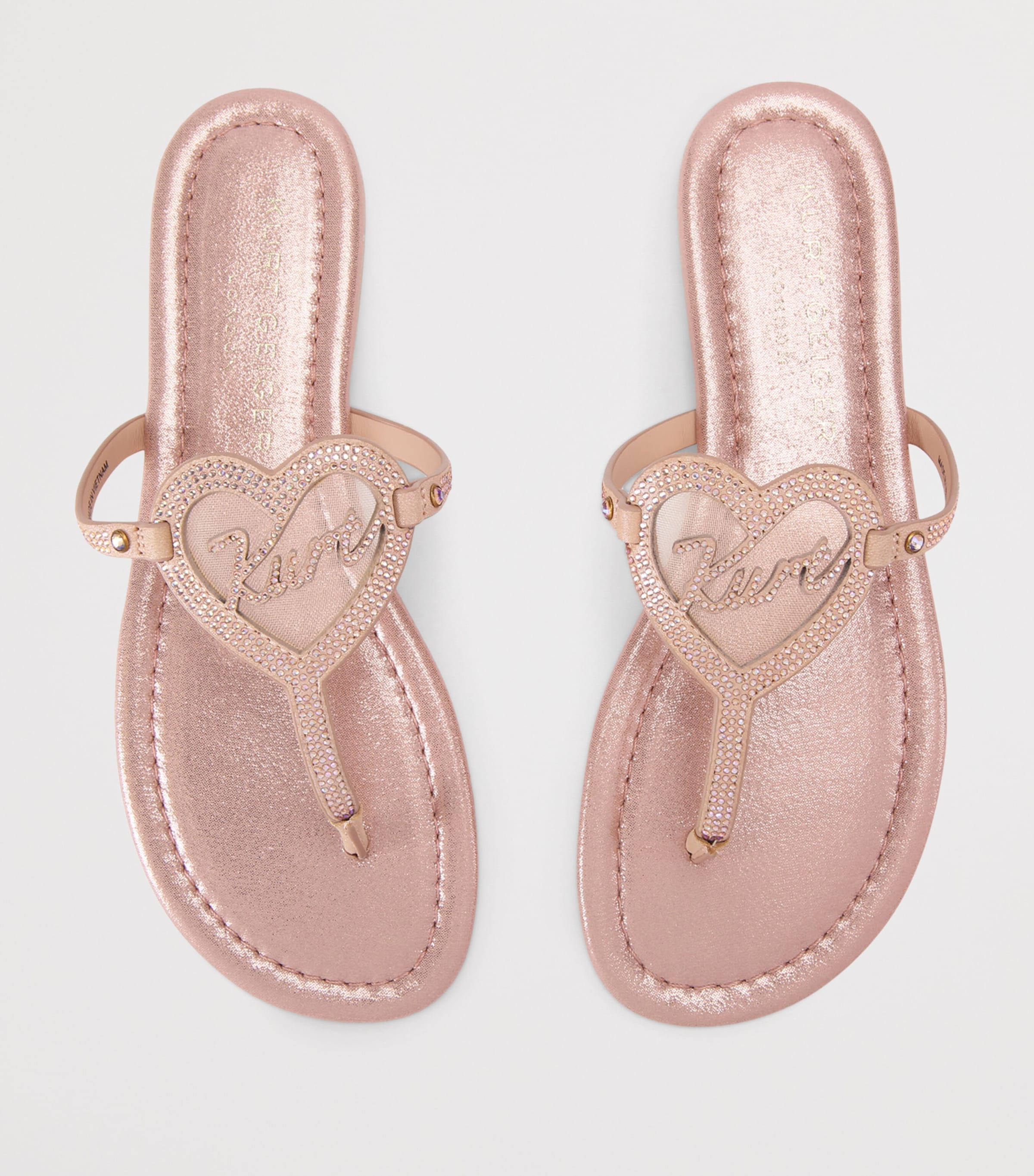 Kurt Geiger London Leather Heart T-Bar Sandals Blush Image 4