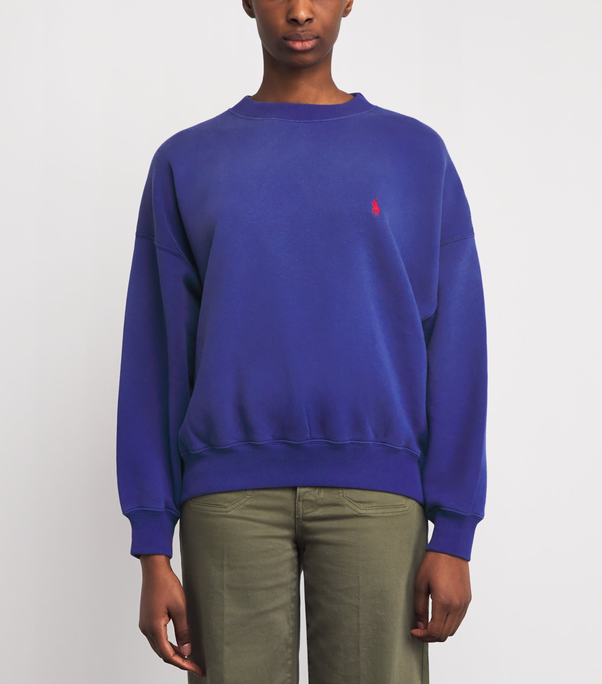 Polo Ralph Lauren Womens Cotton-Blend Polo Pony Sweatshirt Blue Image 4