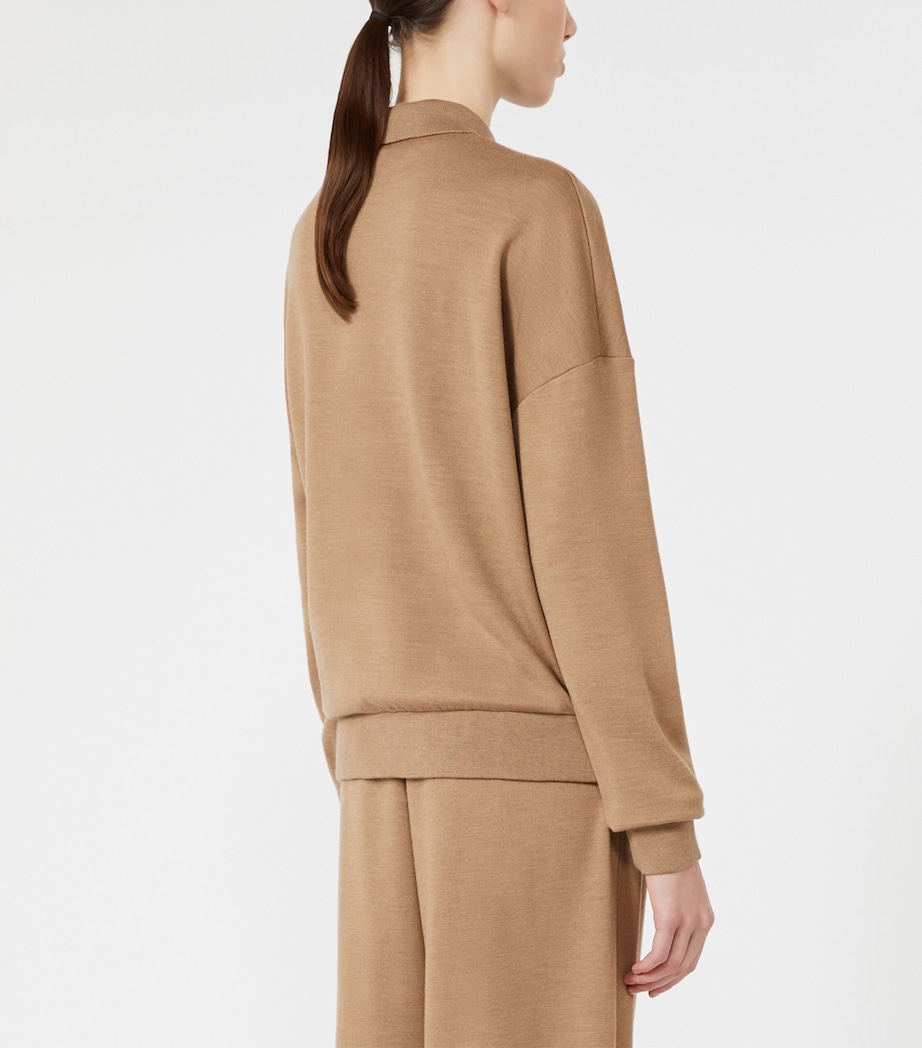 Max Mara Womens Virgin Wool Collared Sweater Camel Image 4
