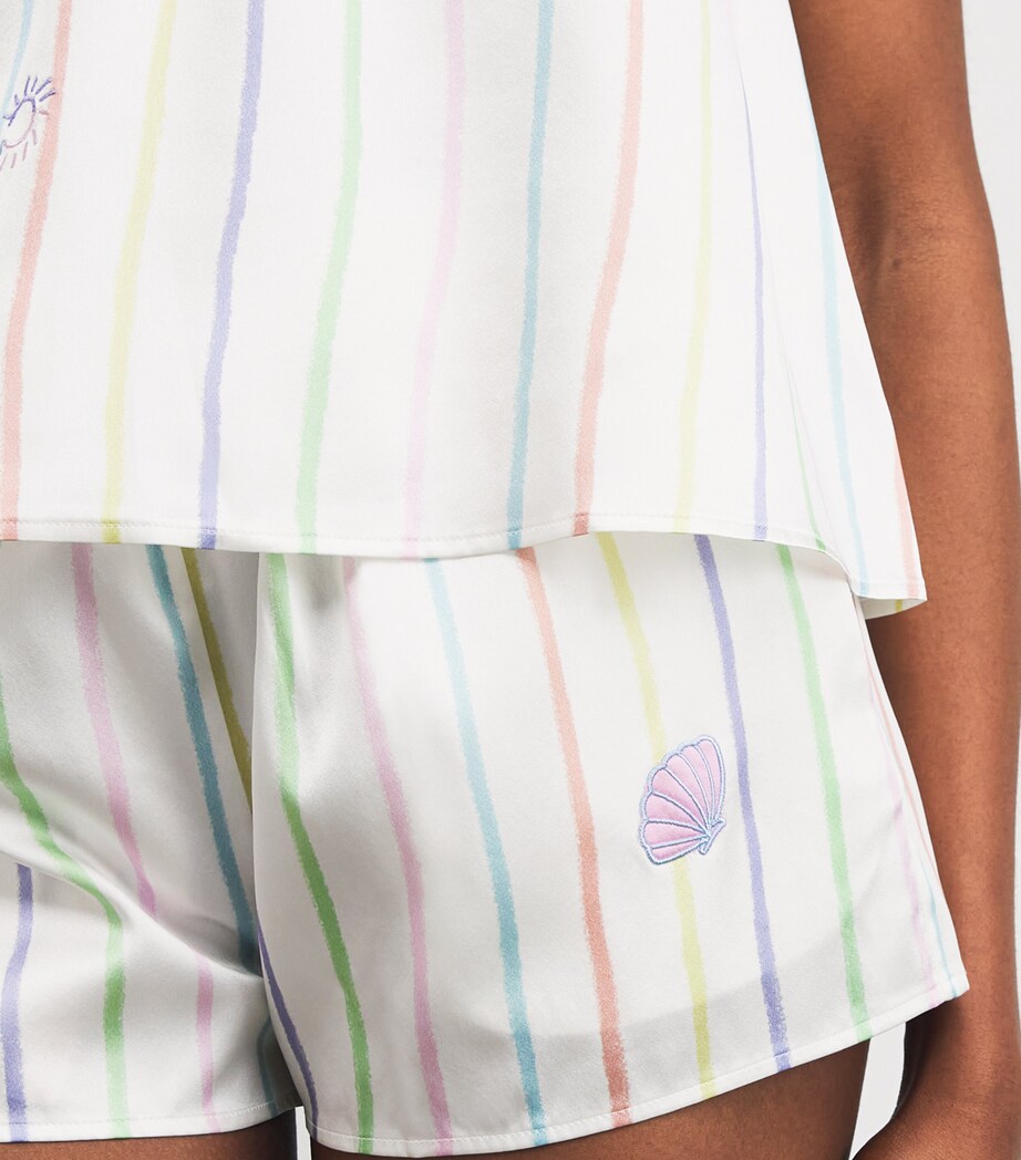 MANITO Silk-Blend Ocean Stripe Tank and Shorts Pyjama Set Ocean Stripe Image 6