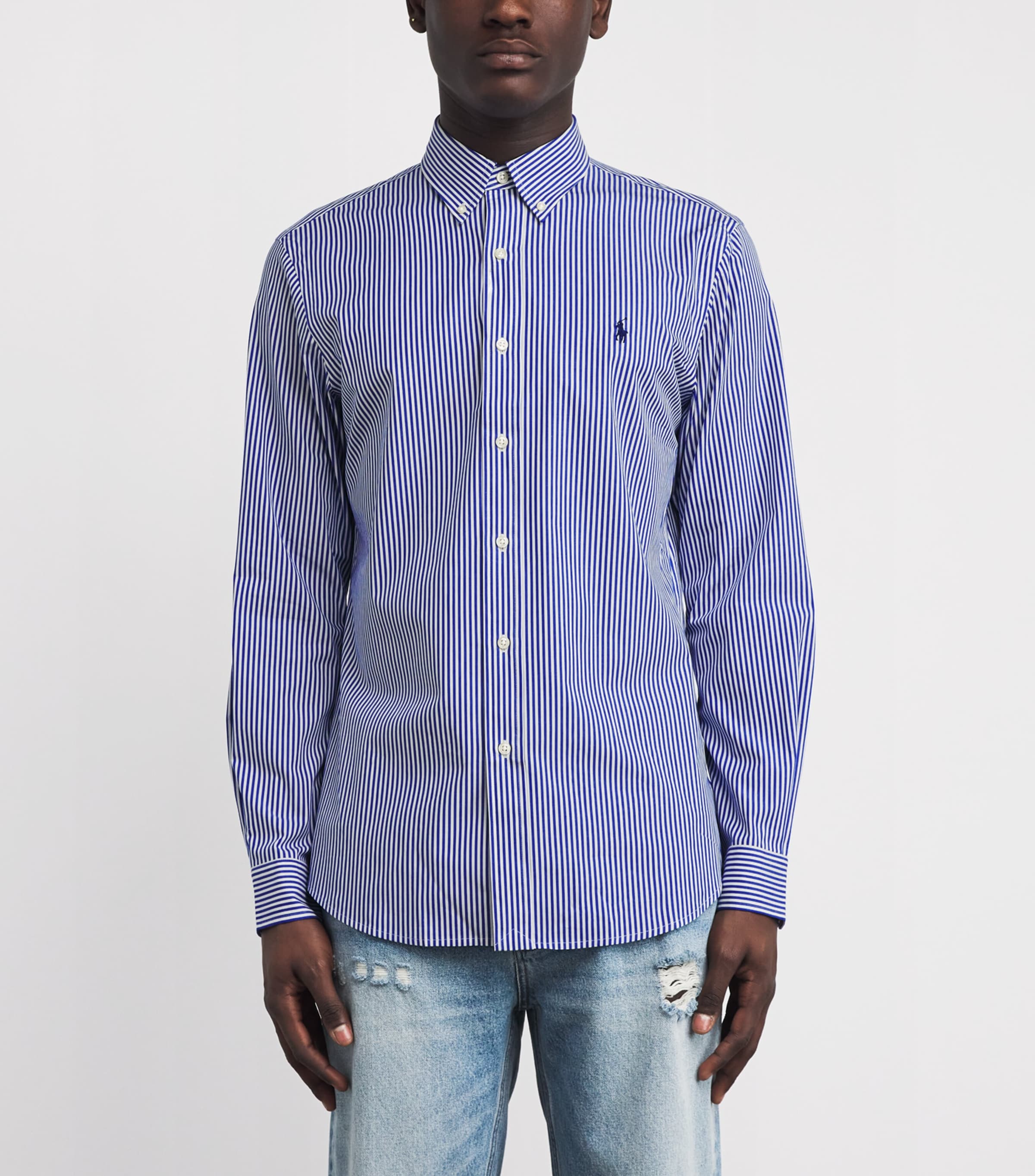 Polo Ralph Lauren Mens Stripe Custom Fit Shirt Blue/white Bengal St Image 3