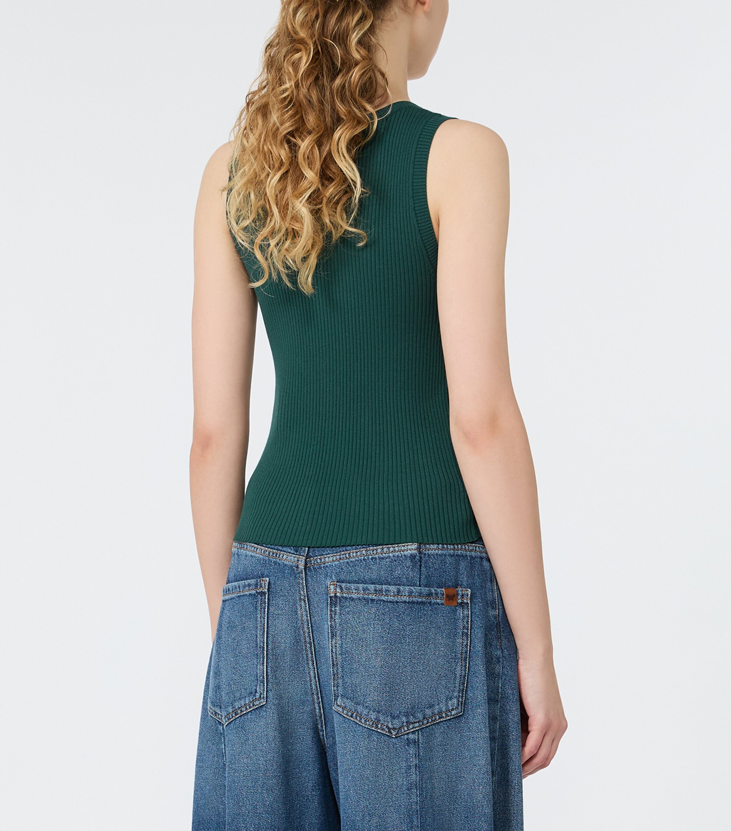 Weekend Max Mara Womens Rib-Knit Tank Top Green Image 4